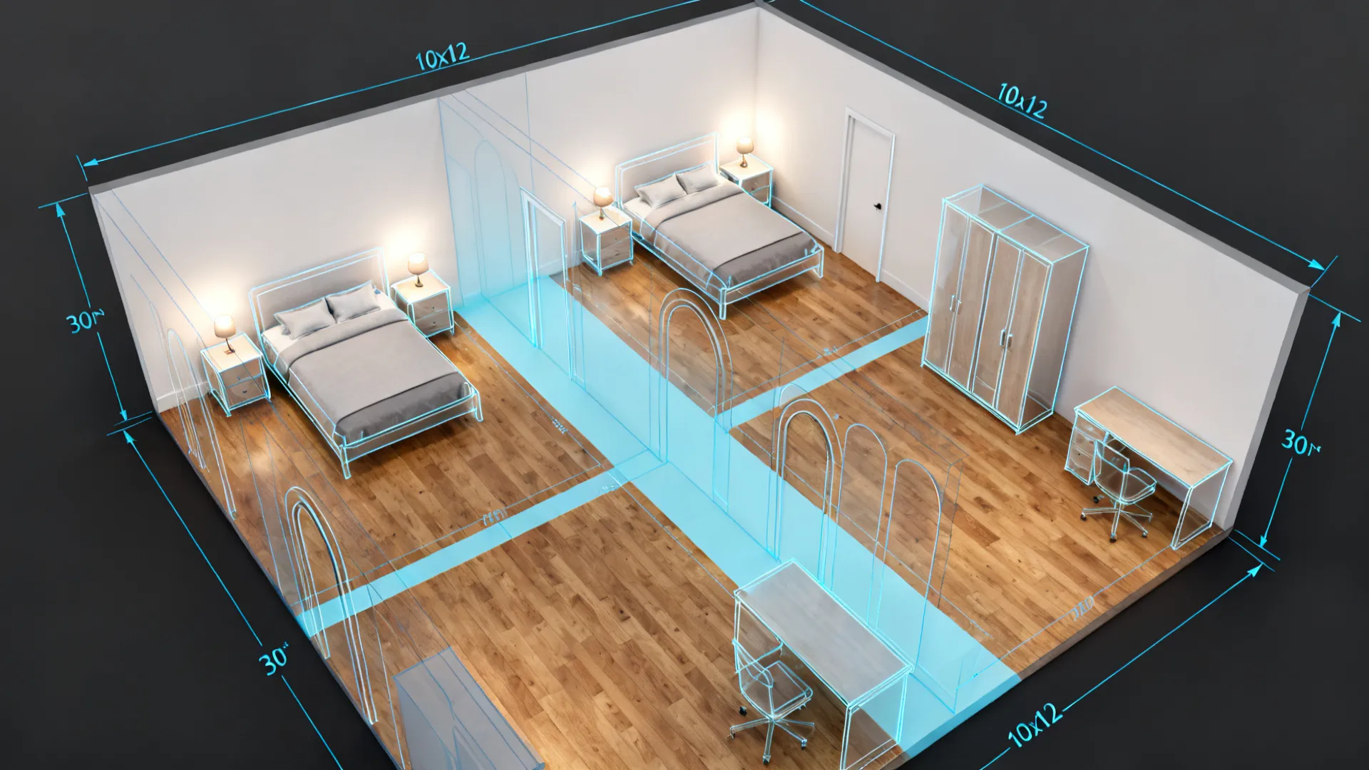 10x12 Bedroom Layout with AI