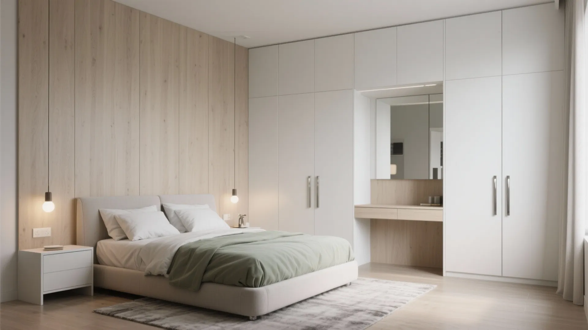 A 24/7 bedroom: storage bed, wall-to-wall wardrobe, pocket study