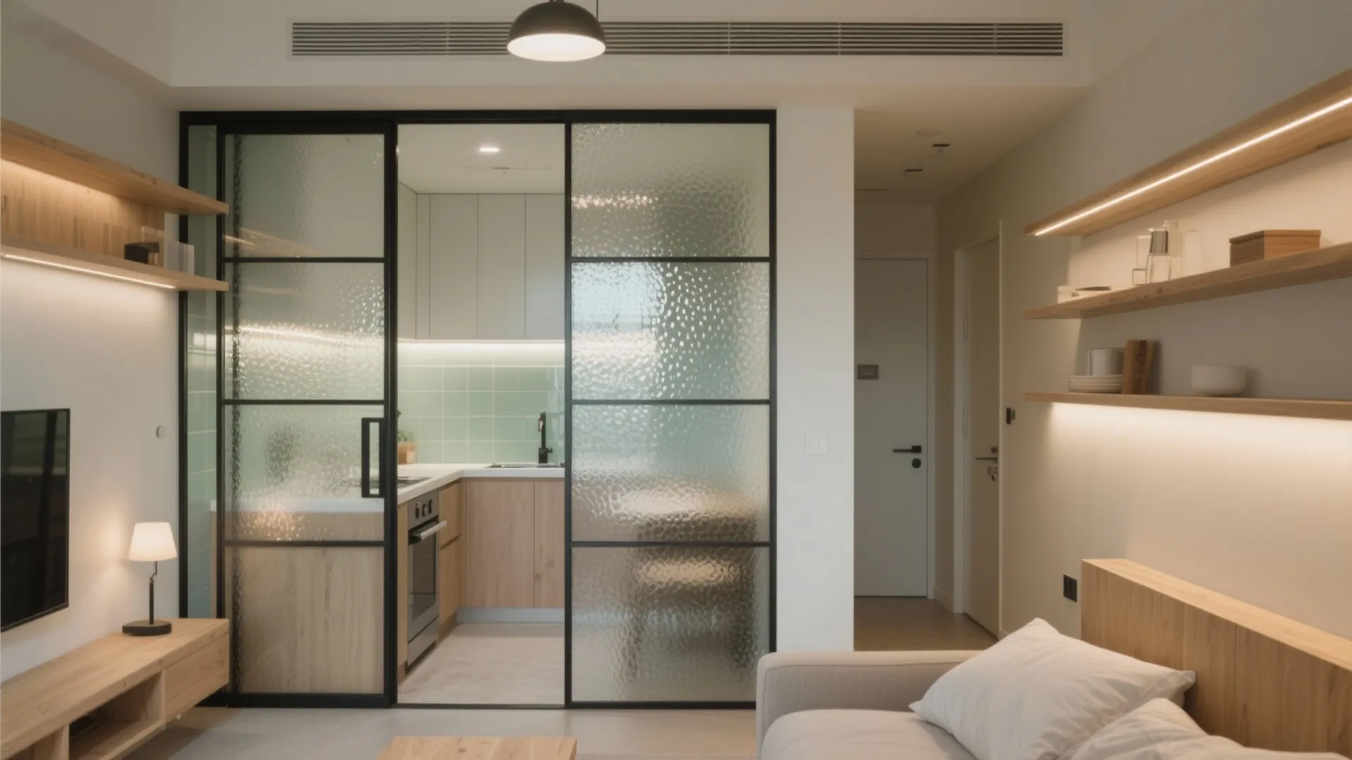 Sliding Glass Partitions and a Brighter Backsplash