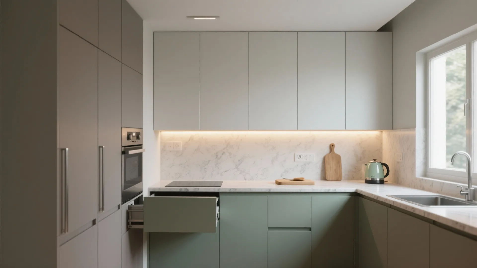 Minimalist kitchen storage for 1 BHKs