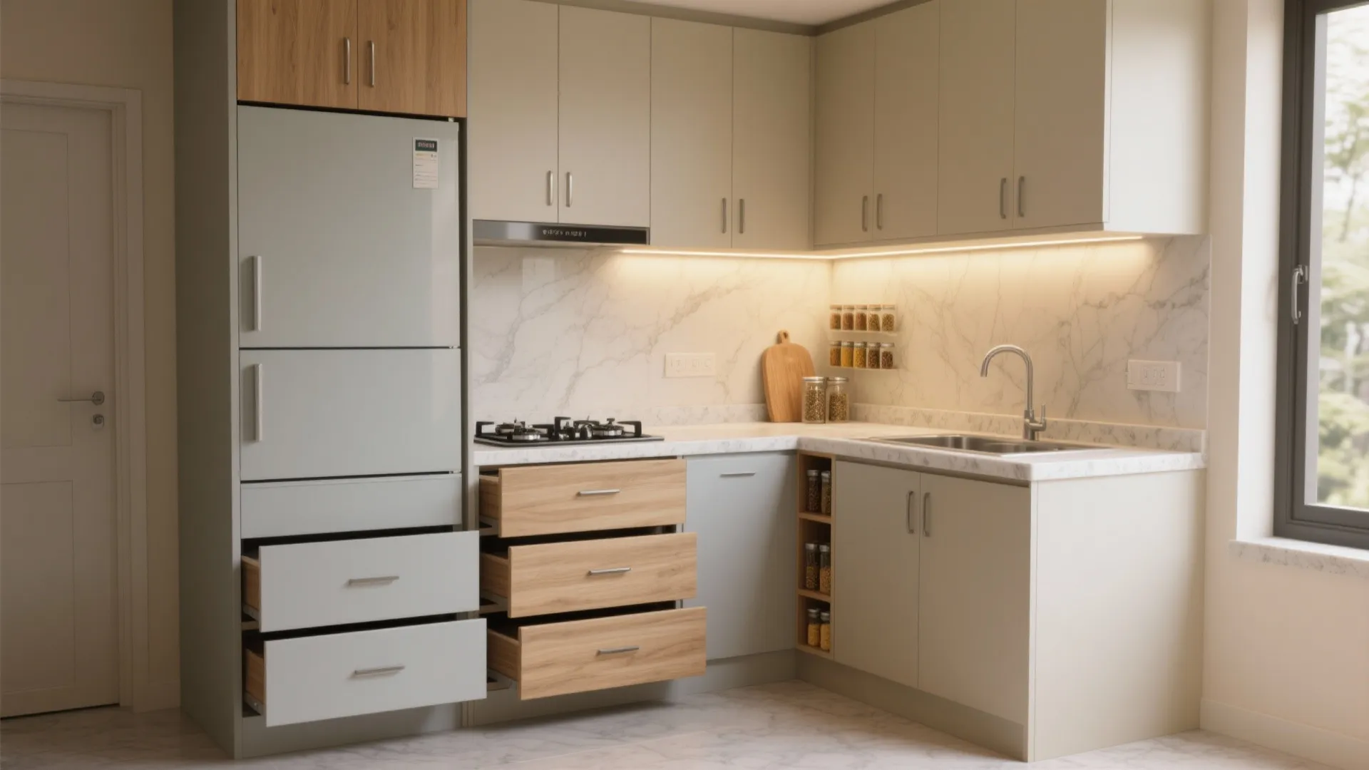 Minimalist kitchen storage that actually fits a 1 BHK life