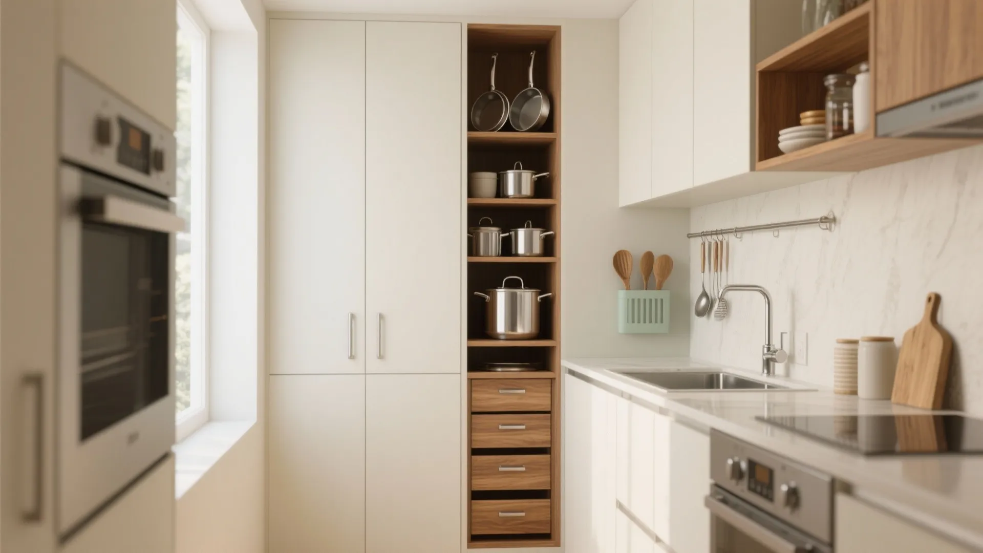 Minimalist kitchen storage that actually fits