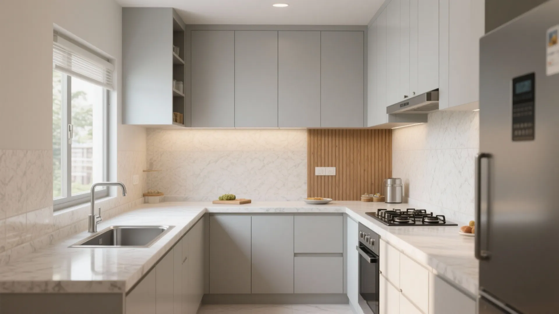 Minimalist Kitchen Storage in a 1 BHK