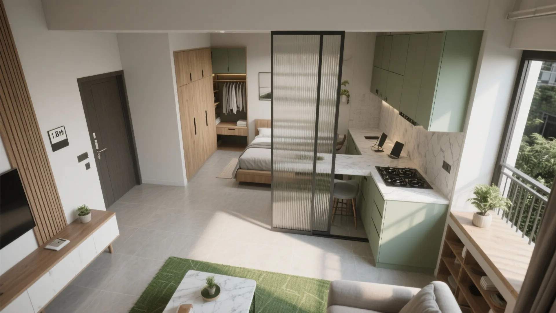 Putting it all together: a sample 1 BHK floor plan