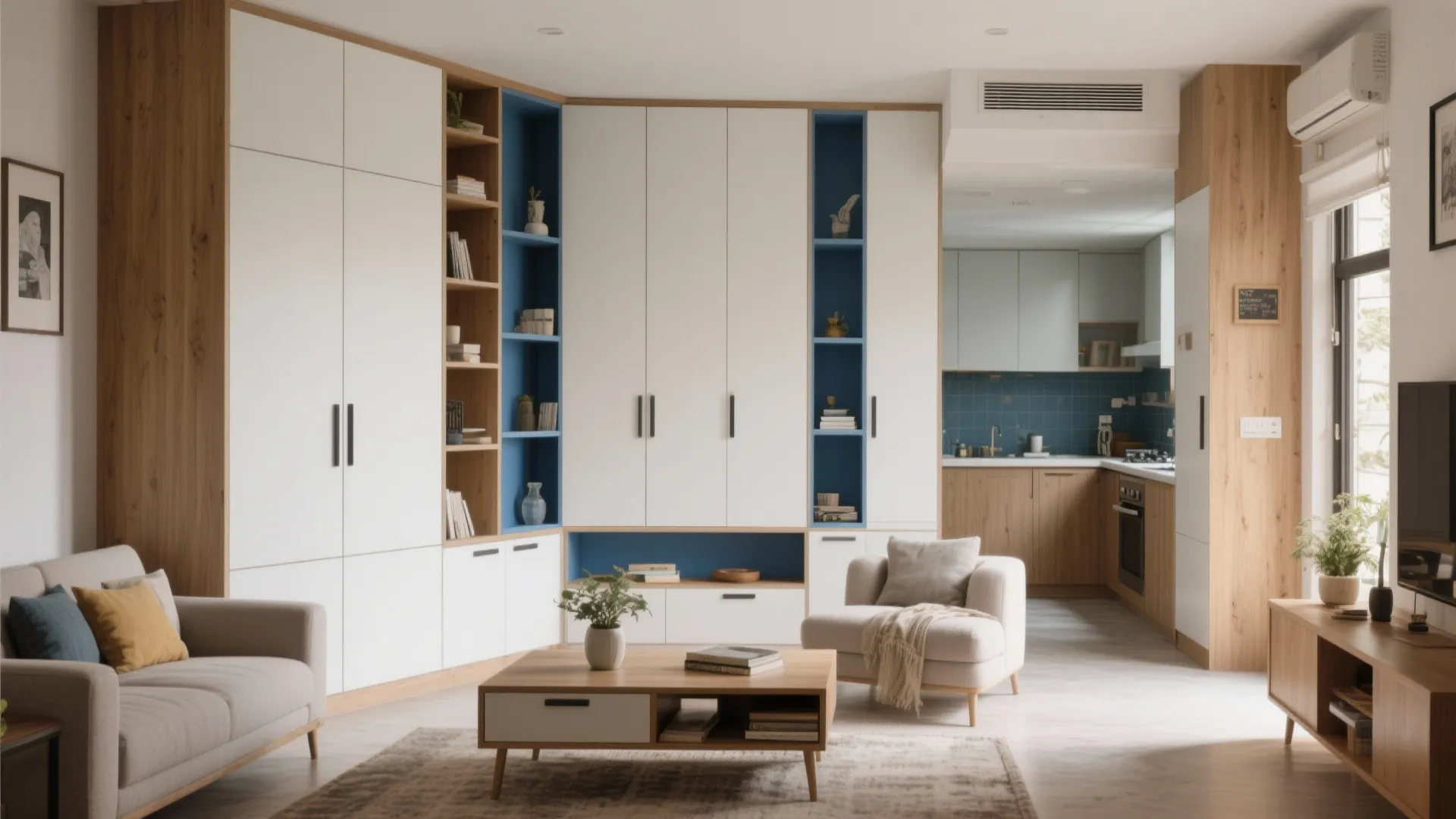 Minimalist storage with vertical rhythm