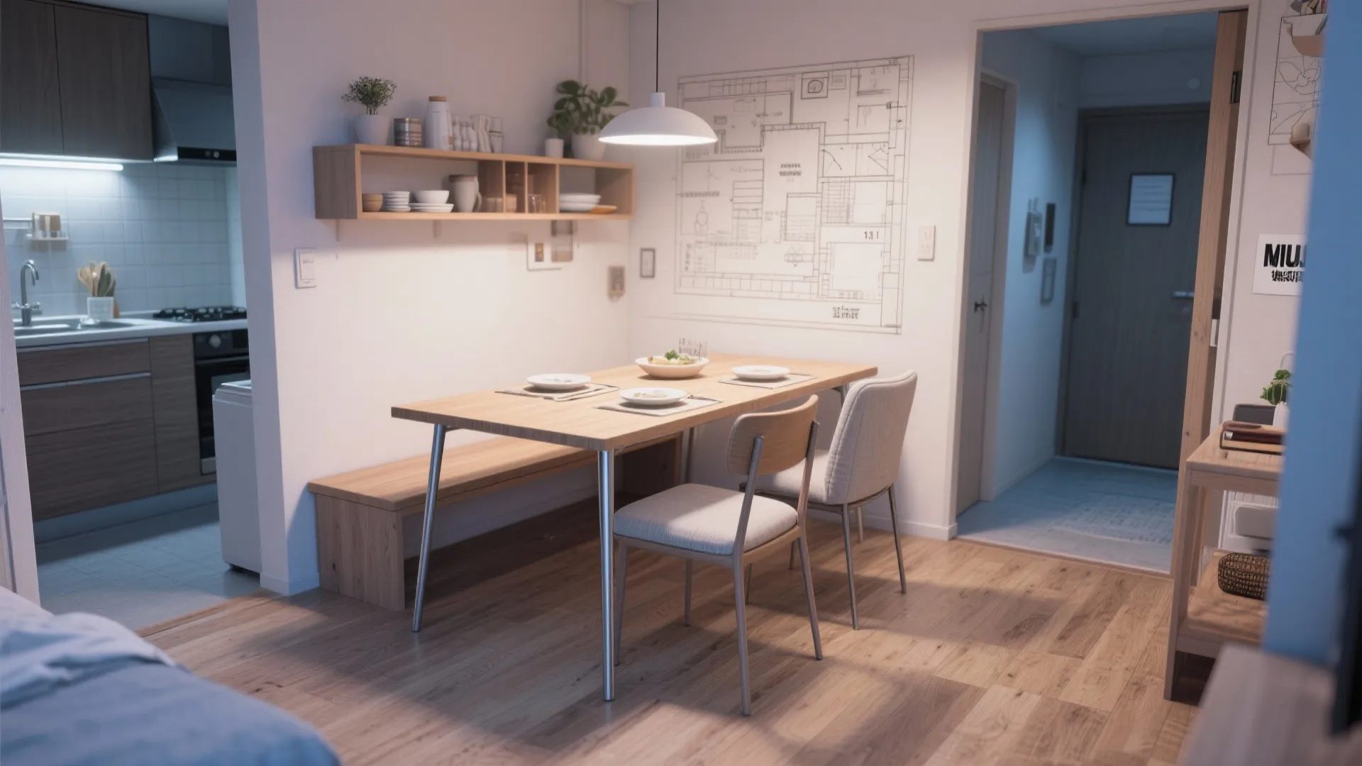 Tips 4: ダイニングは“1.5人用”が正解（動線规划＋家具寸法）