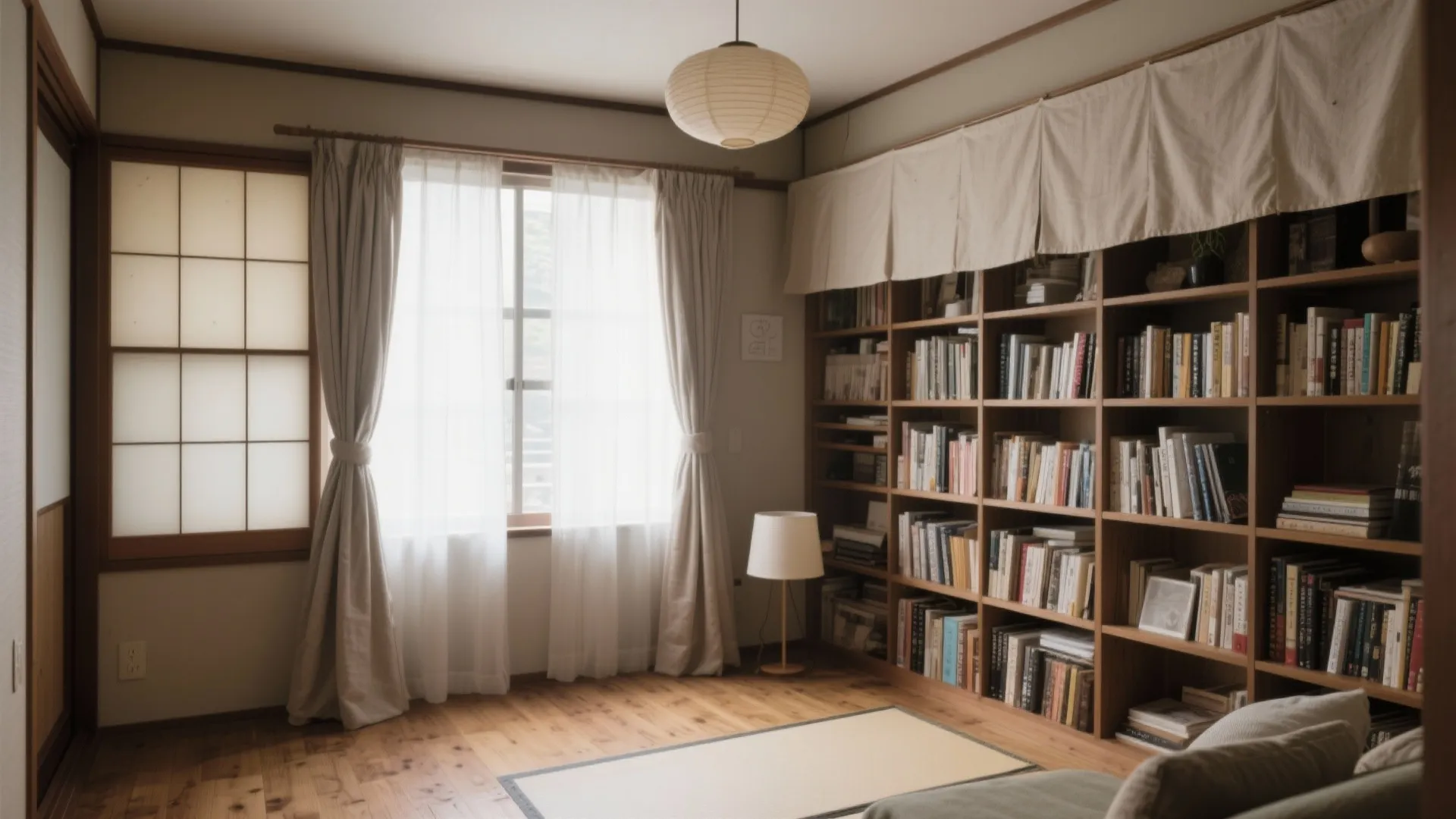 壁・天井を“音の逃げ道”に：カーテン、ブックシェルフ、吊り布で反響を減らす