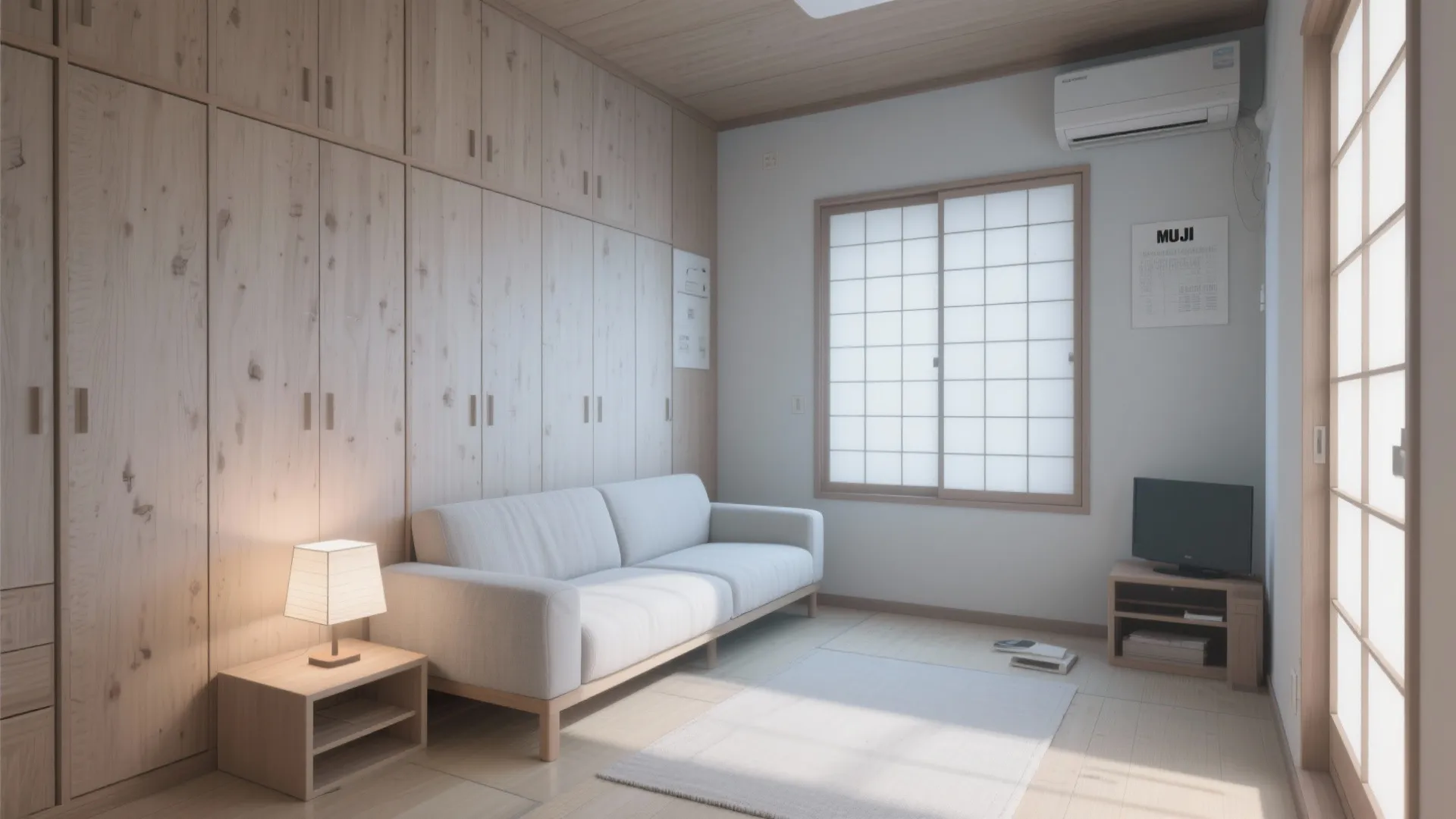 1Kで広く感じるレイアウト（収納技巧と日式風格）