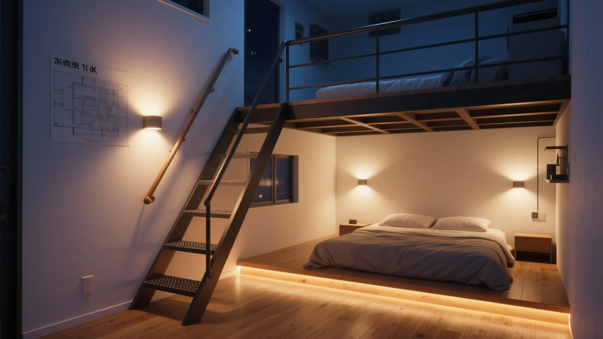 Tips 5: 1Kの“就寝動線”と安全計画—はしご周りの照明と手掛け