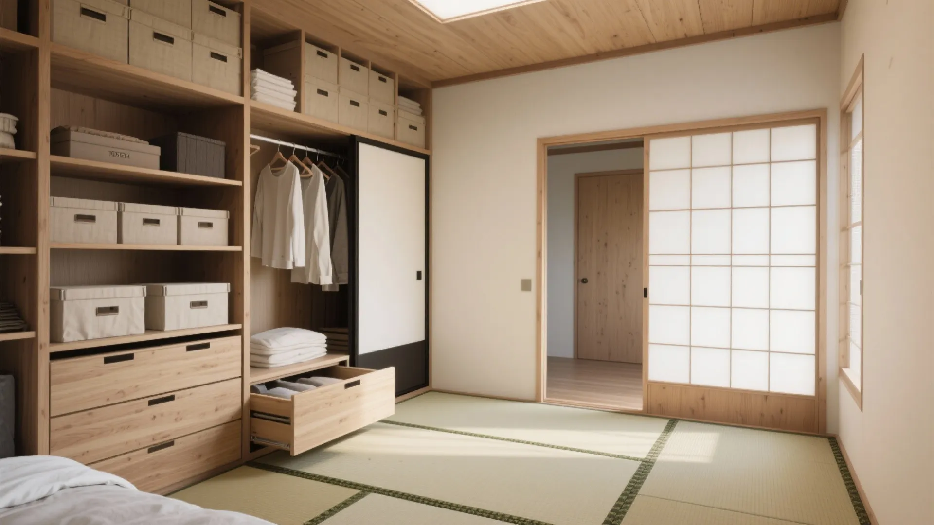 Tips 3: 収納は縦に、扉は引き戸が効く（収納技巧の定石）