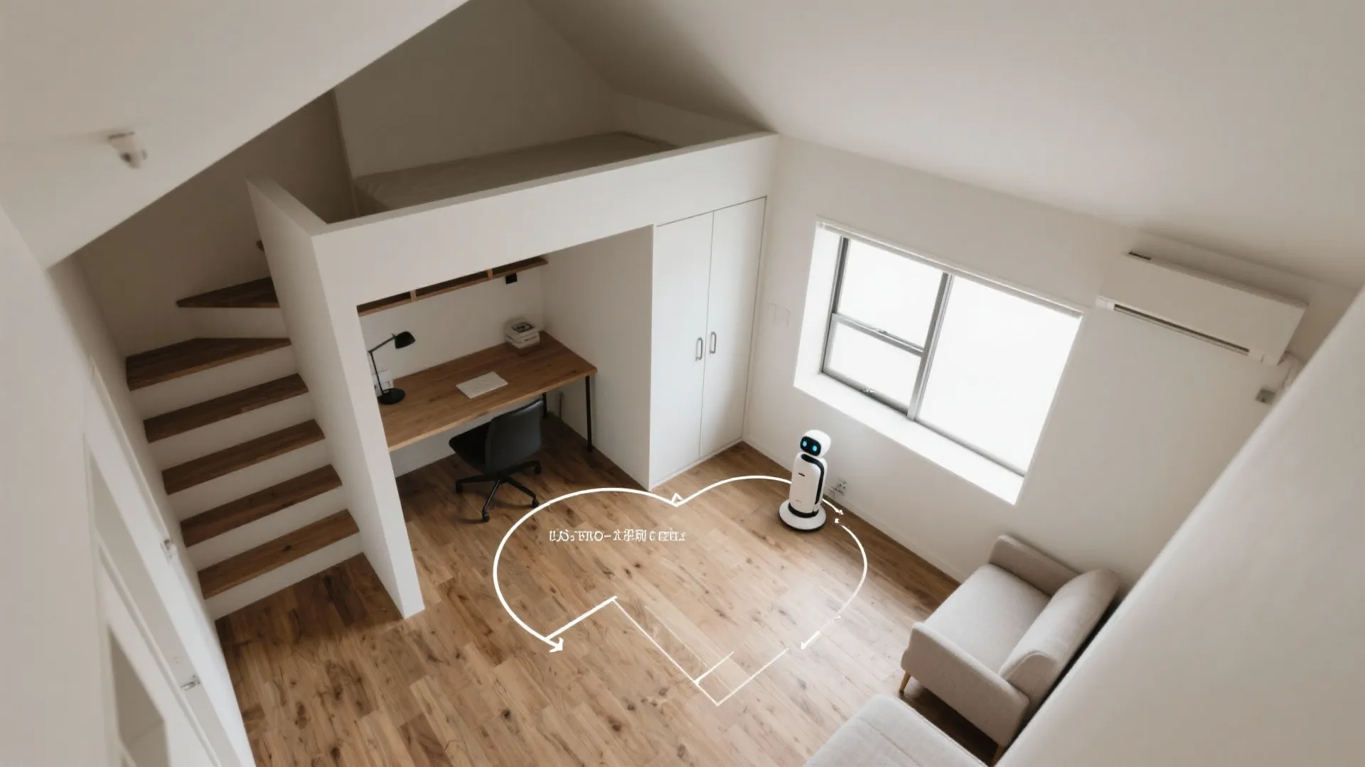 Tips 4: 1Rの家具レイアウトは“三角動線”にまとめる