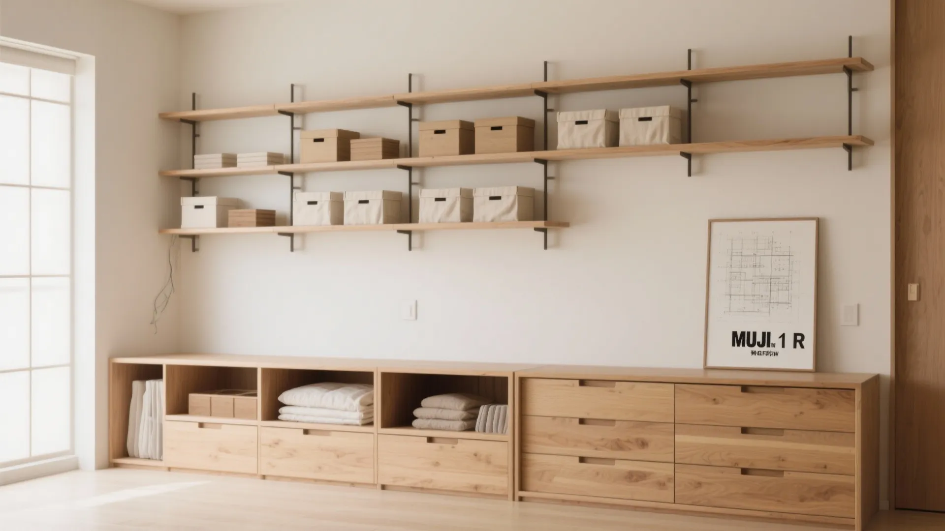 2. “腰より下は引き出し、目線はオープン”の収納技巧