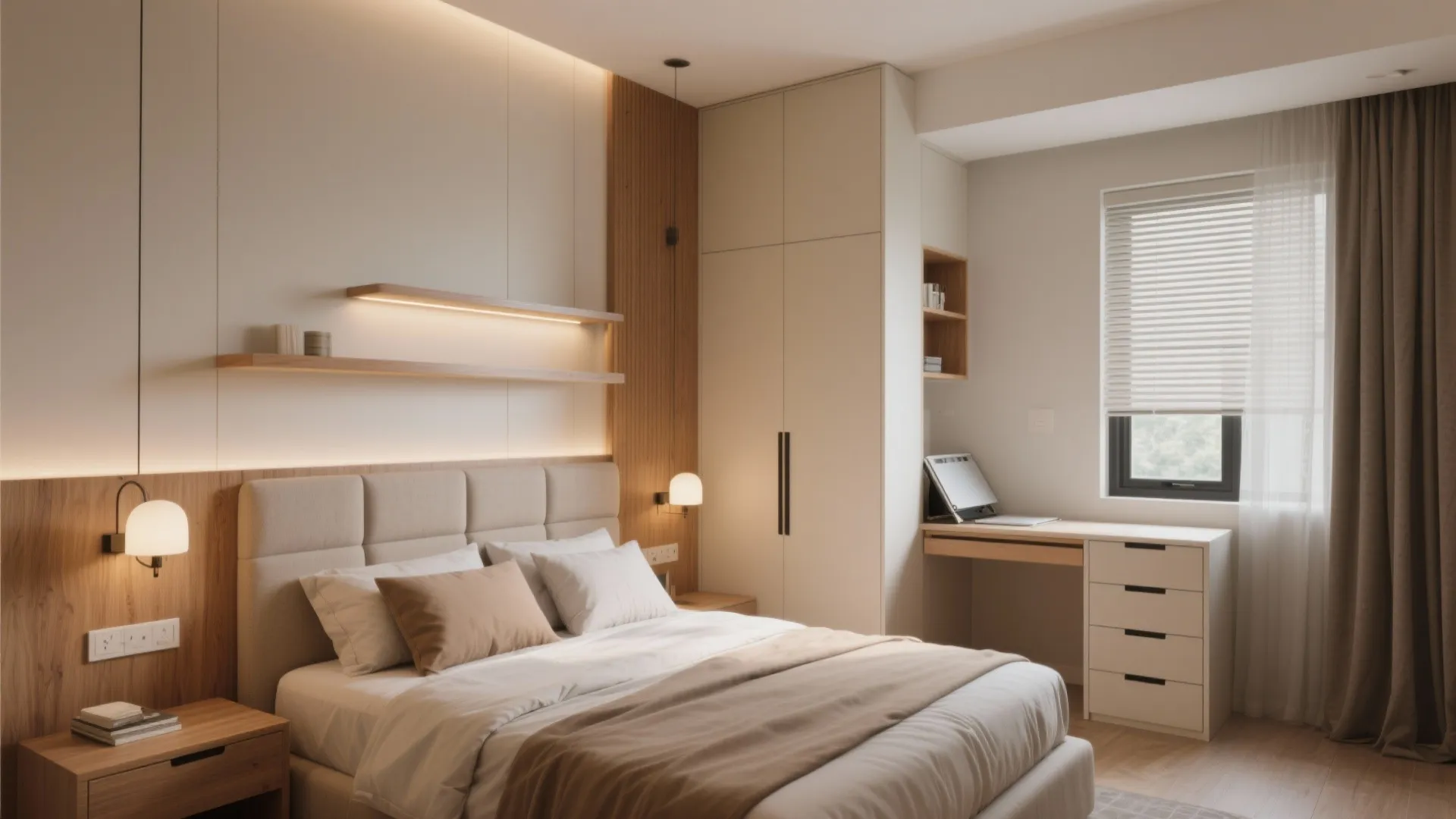 Bedroom suites that serve sleep, storage, and work