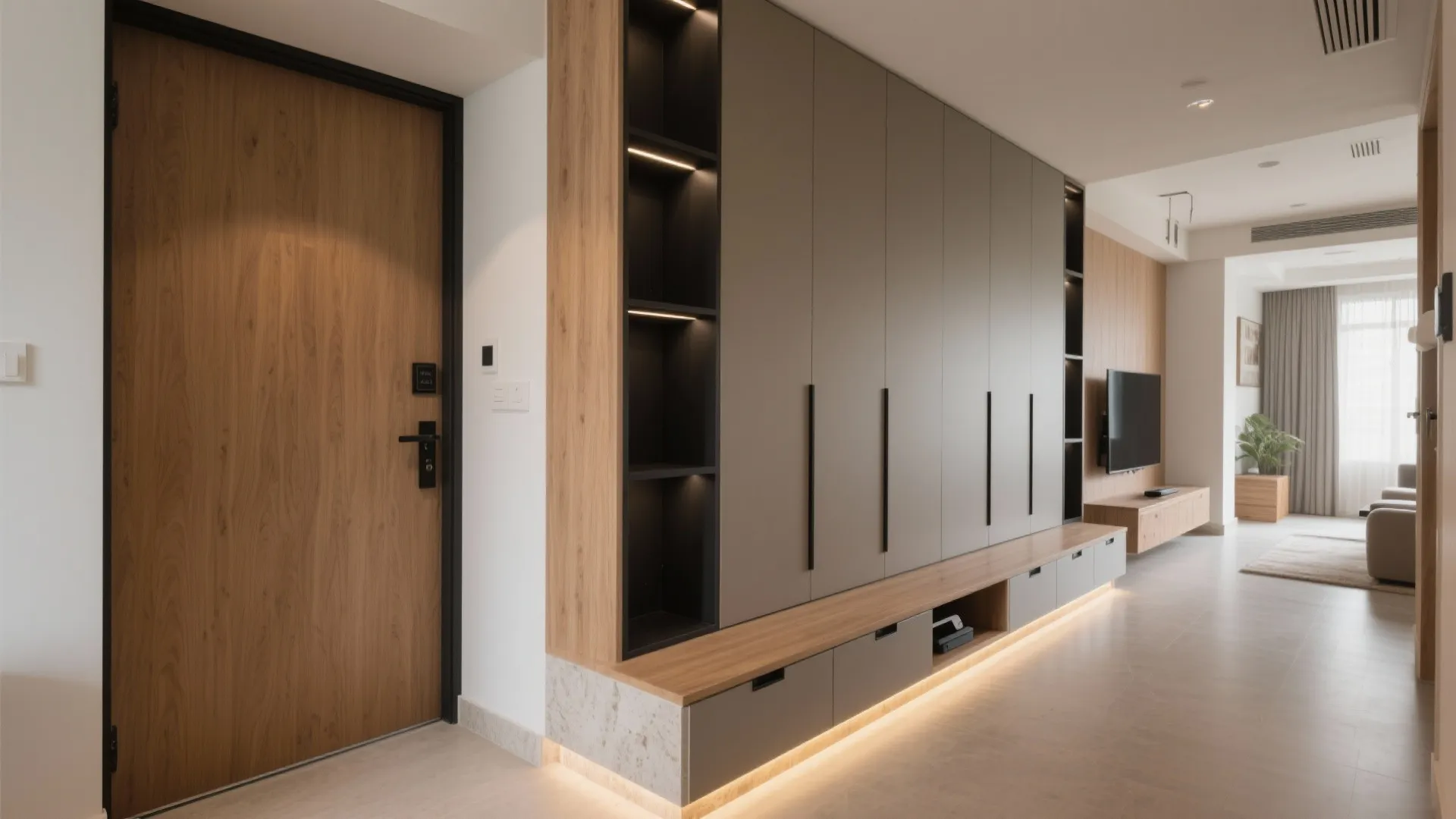 Built-in Entry–Living Storage Wall