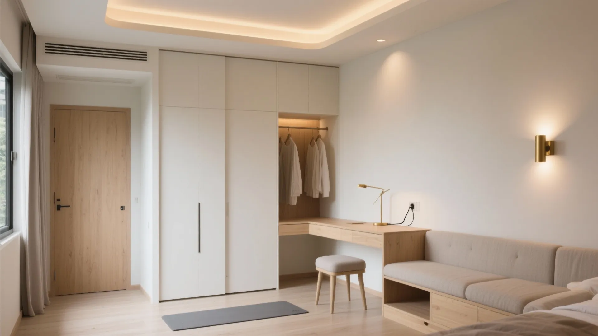 Multi-Functional Bedroom: Sliding Wardrobes, Foldable Desks, Pocket Doors