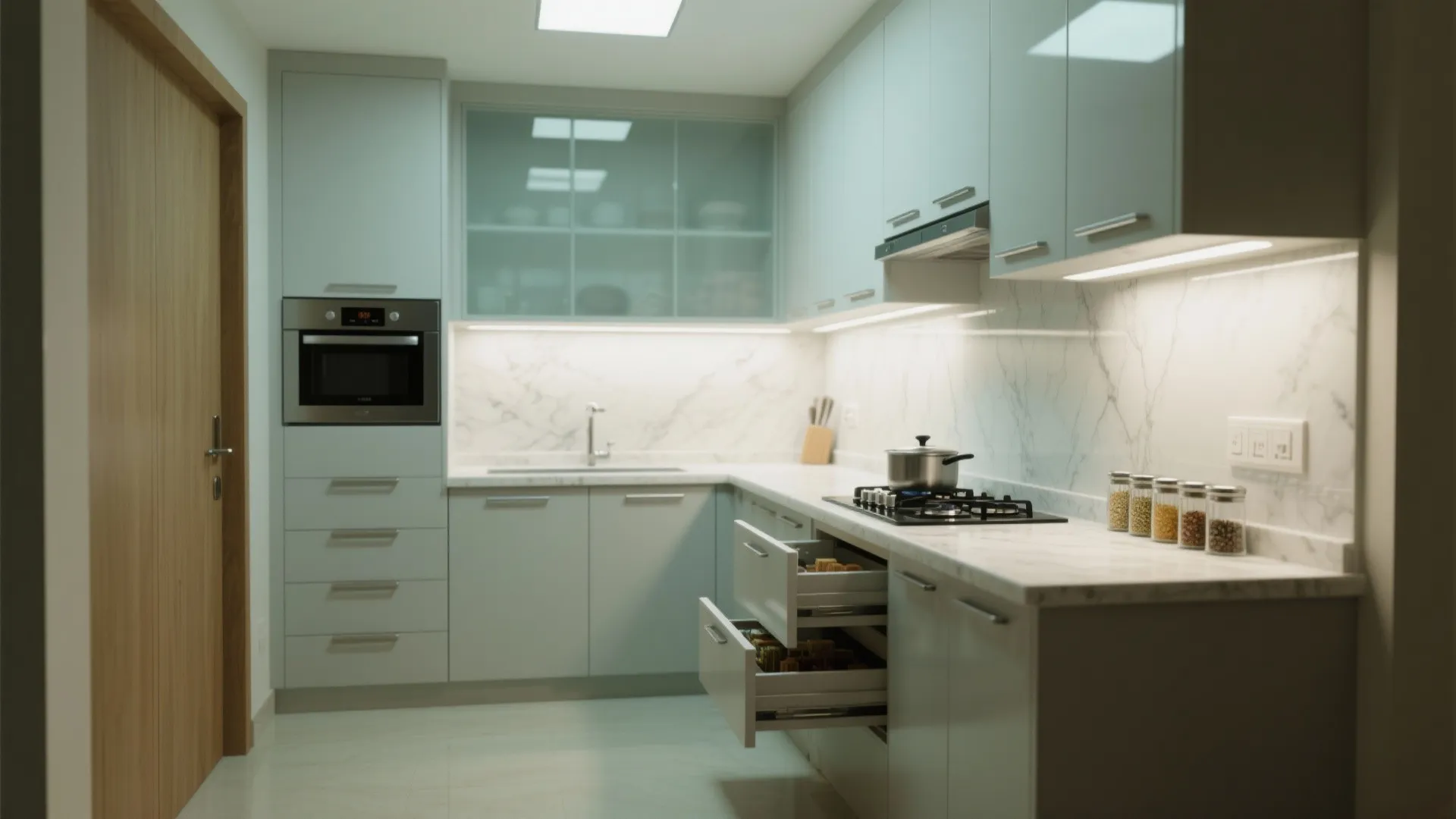 Minimalist kitchen storage for compact 2 BHKs