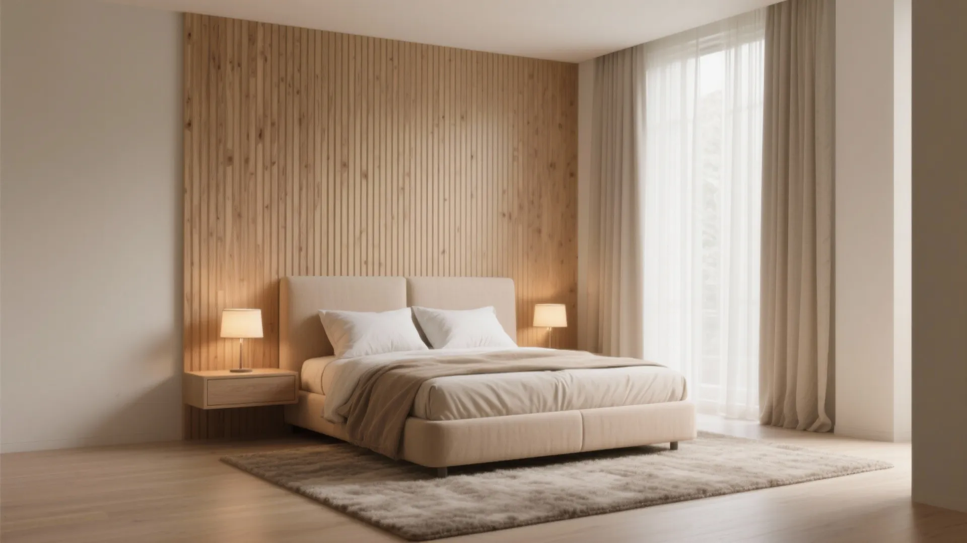 Warm wood accents to balance compact rooms