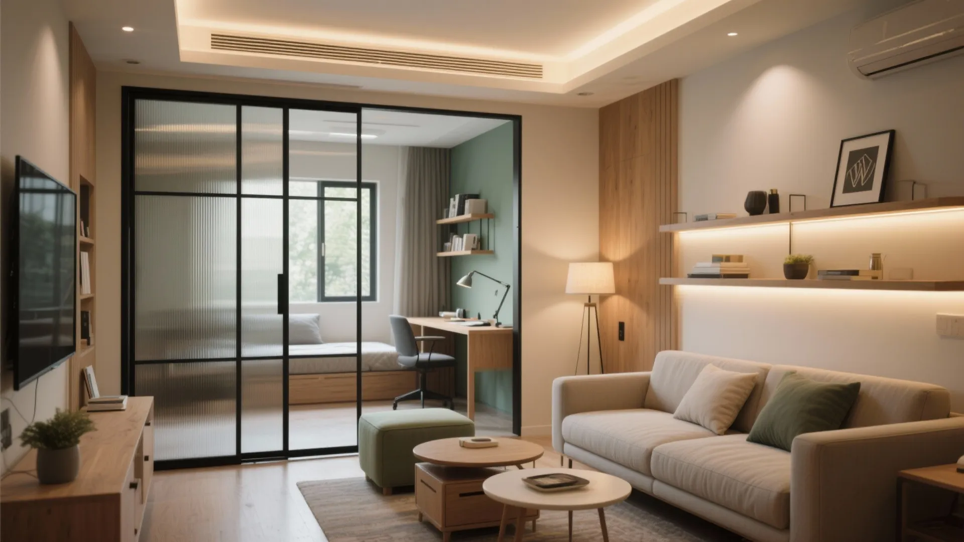 Smart zoning: sliding partitions and dual-use furniture