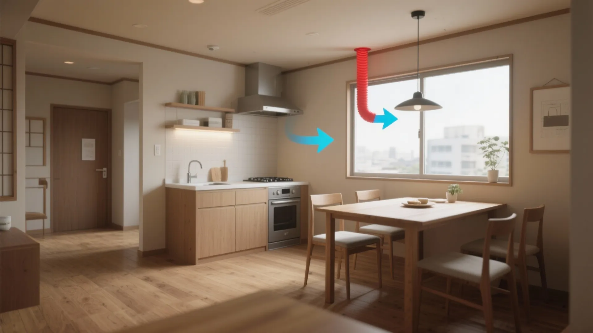 Tips 4: 吸気・排気のラインを“見えない仕切り”にする（日式風格×日本都市）