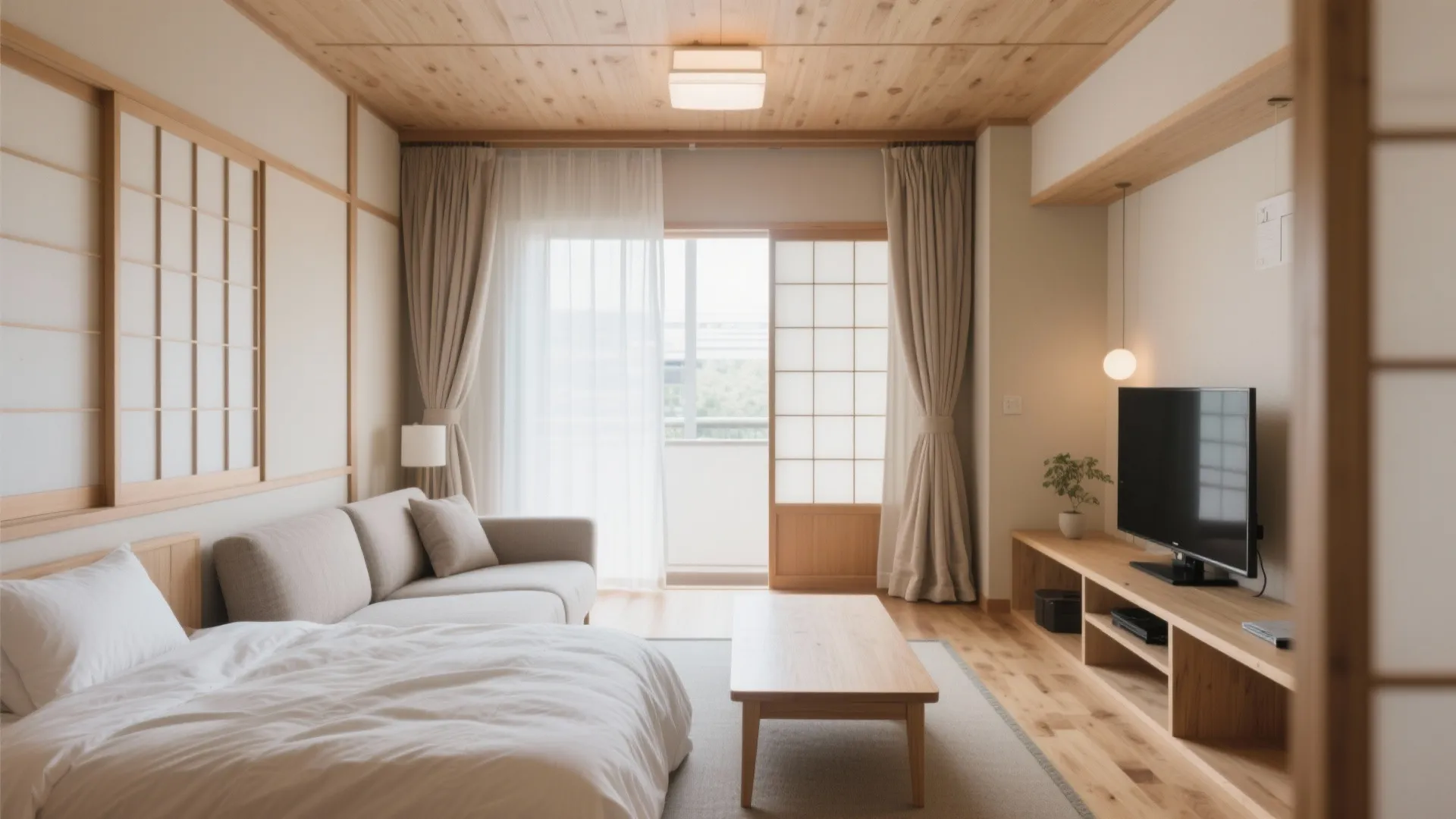 Tips 3: ベッドは壁沿い、ソファは斜め配置で視線を抜く（東京小戸型と視線計画）