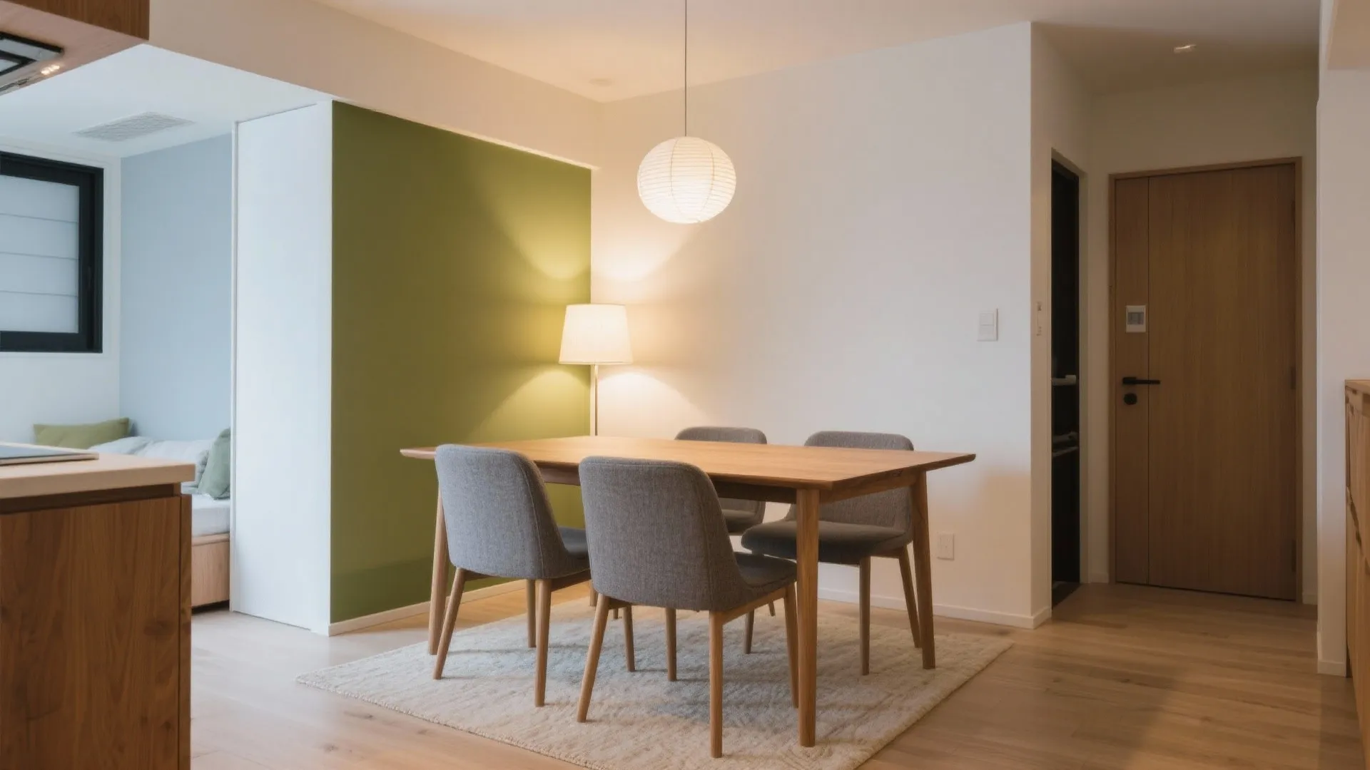 DKは“面”で区切る：日式风格の色と素材で食事と作業を両立