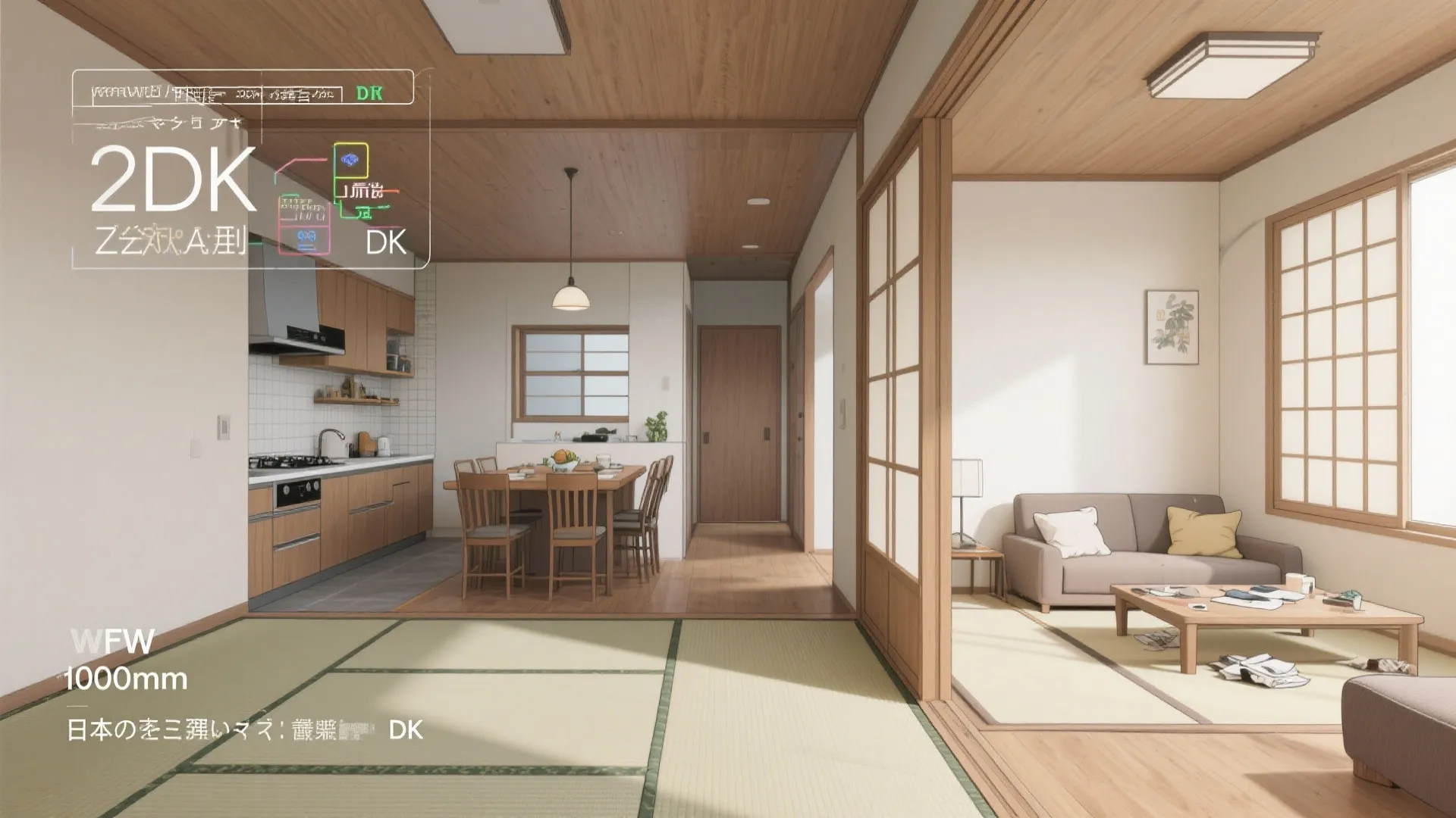 1R・1Kとの違いを活かすゾーニング：DKに“余白”を作る（日式風格＋動線規整）