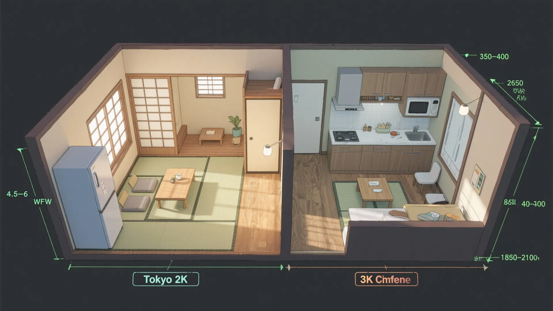 Tips 1: 2K・3Kの基本サイズと“暮らし可能域”を把握する（東京小戸型）