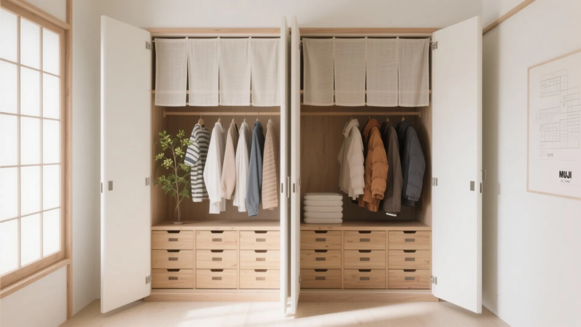 クローゼットは“季節で半々”に分ける：見える量を減らして取り出し1アクション