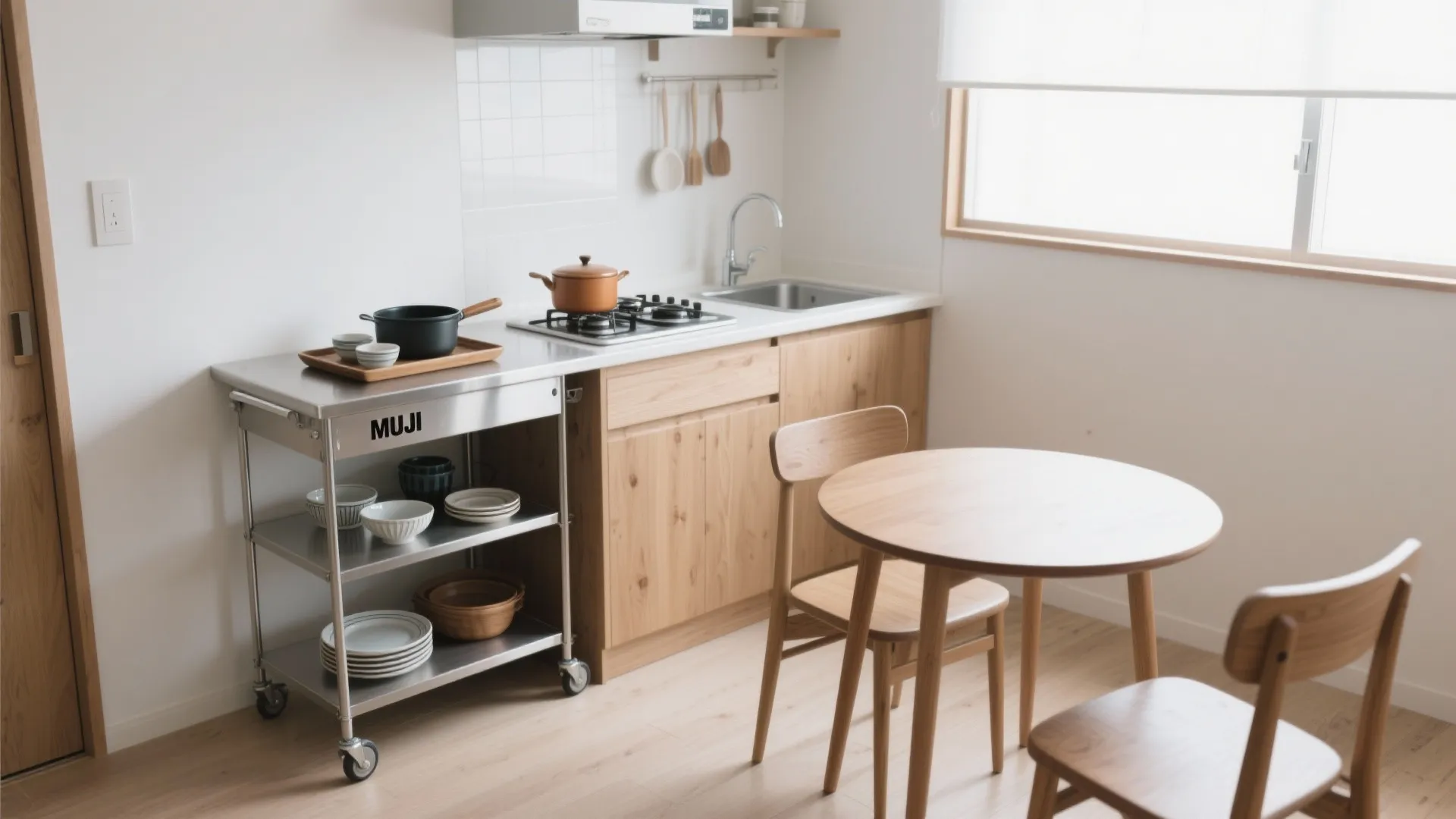 キッチン横に“受け台”を作る：調理と配膳を一直線に