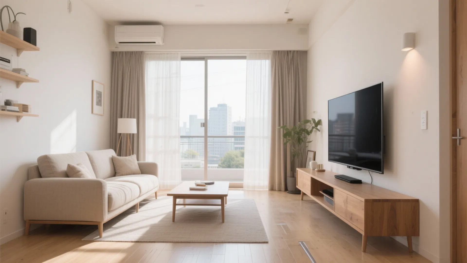 動線规划を崩さない：テレビ前60cm、通路は80〜90cmを確保（动线规划）