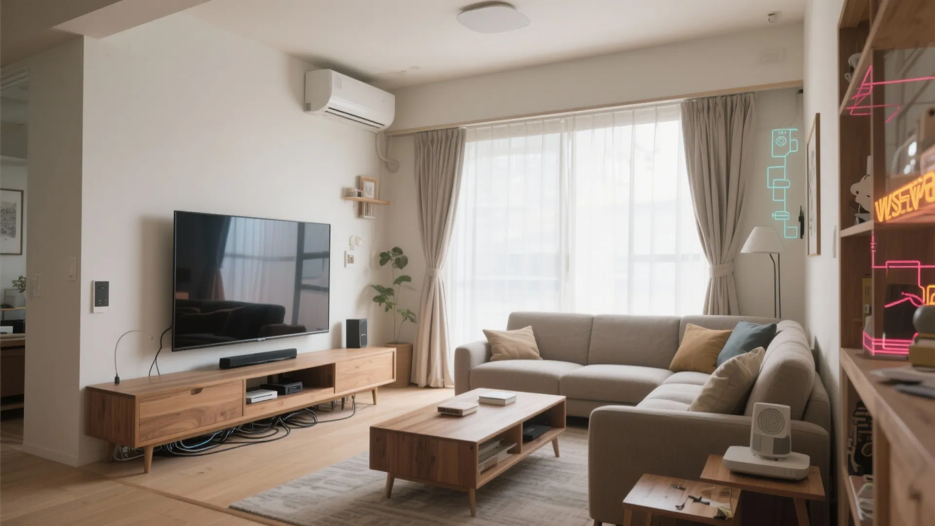 家具レイアウトで変わる最適解：コーナー配置なら70インチ、正対ソファなら75インチ（收纳技巧）