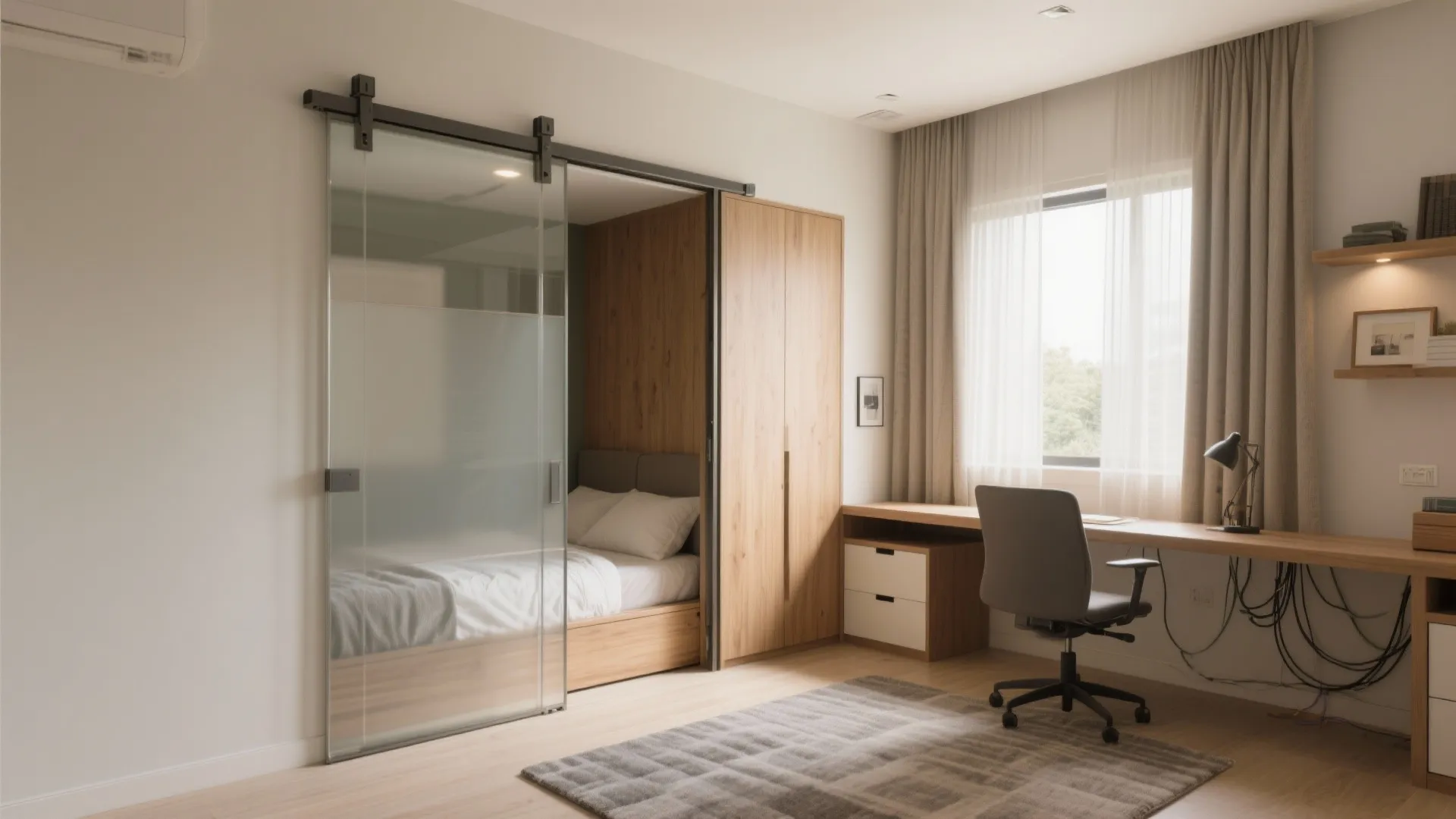 Sliding partitions for a flexible third bedroom