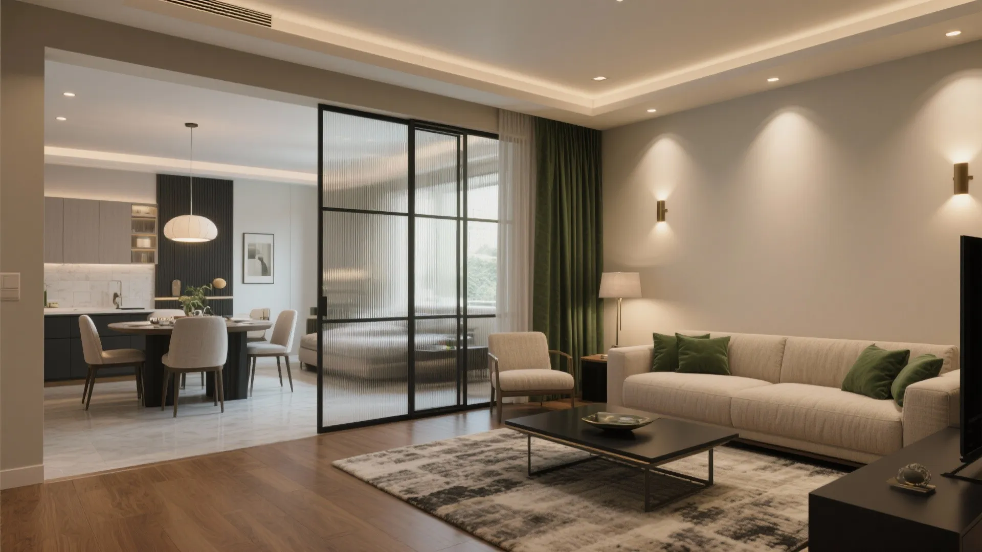 Open-Plan Living With a Sliding Partition