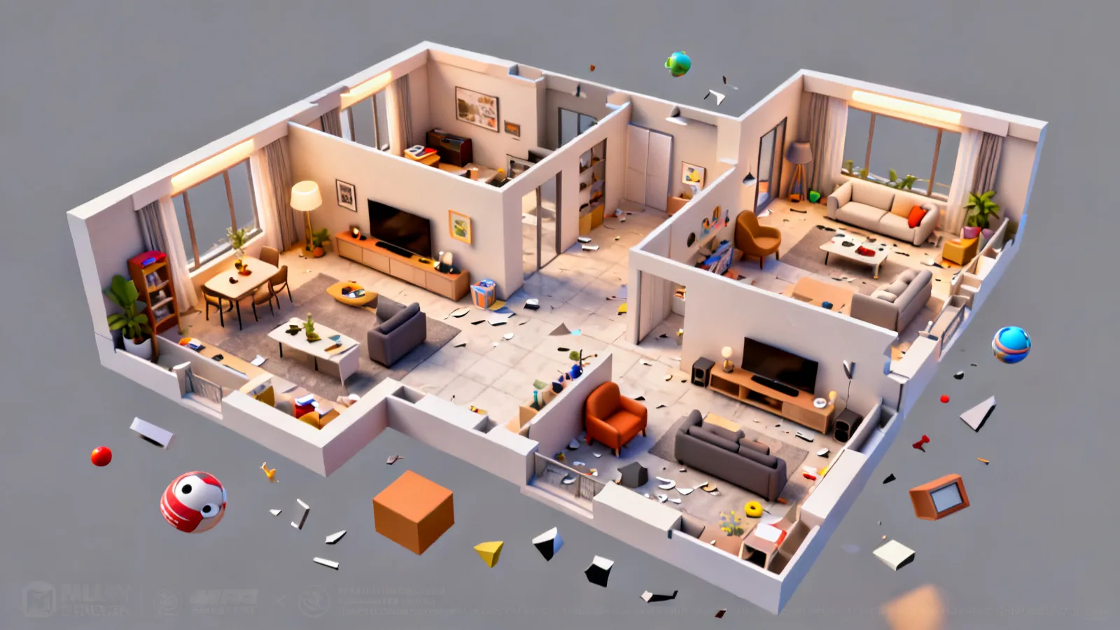 3D floor plan visualization showing furniture and room layout