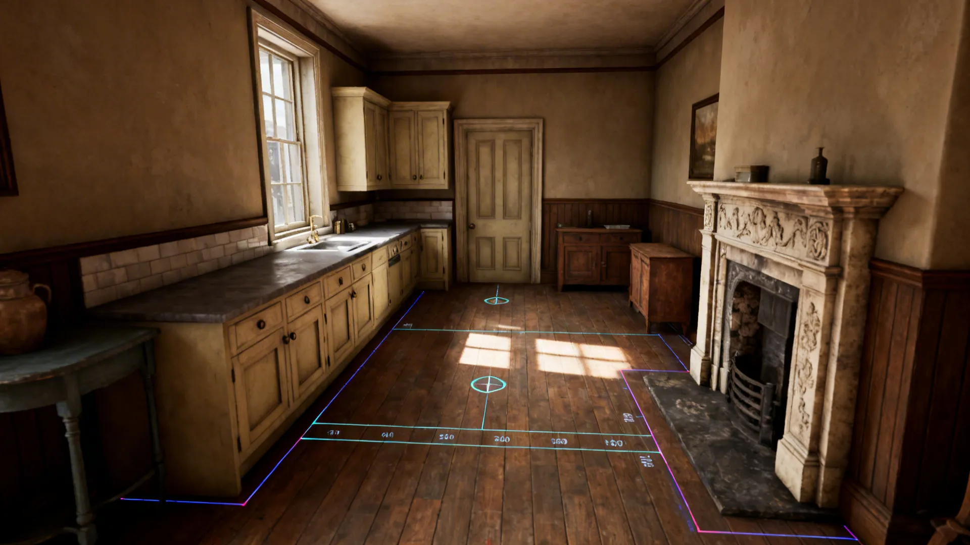 3D floor planner view testing furniture scale and layouts for a small Victorian room.