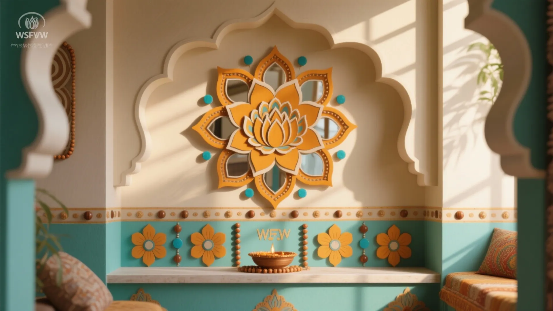 3D Mixed-Media Rangoli: Mirrors, MDF, and Beads for Depth