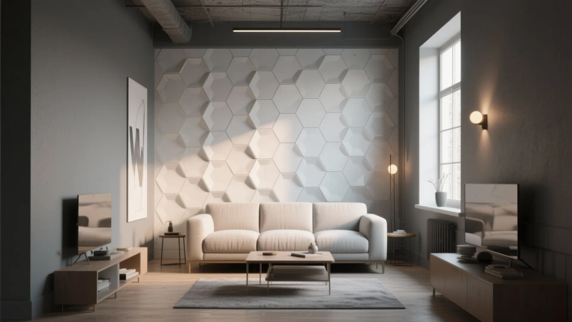 Geometric 3D PVC Tiles as a Feature Wall
