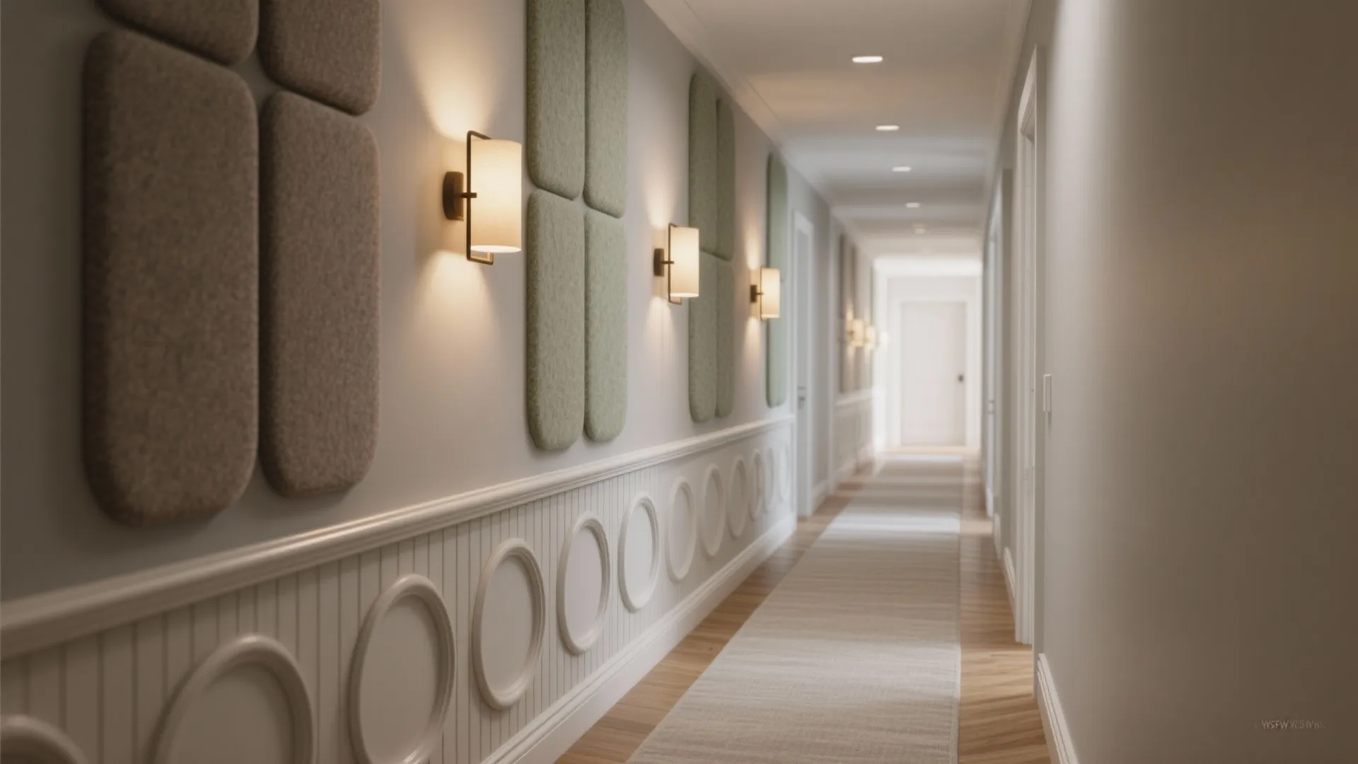 Soft 3D Panels and Wainscot for Quiet, Tactile Entry