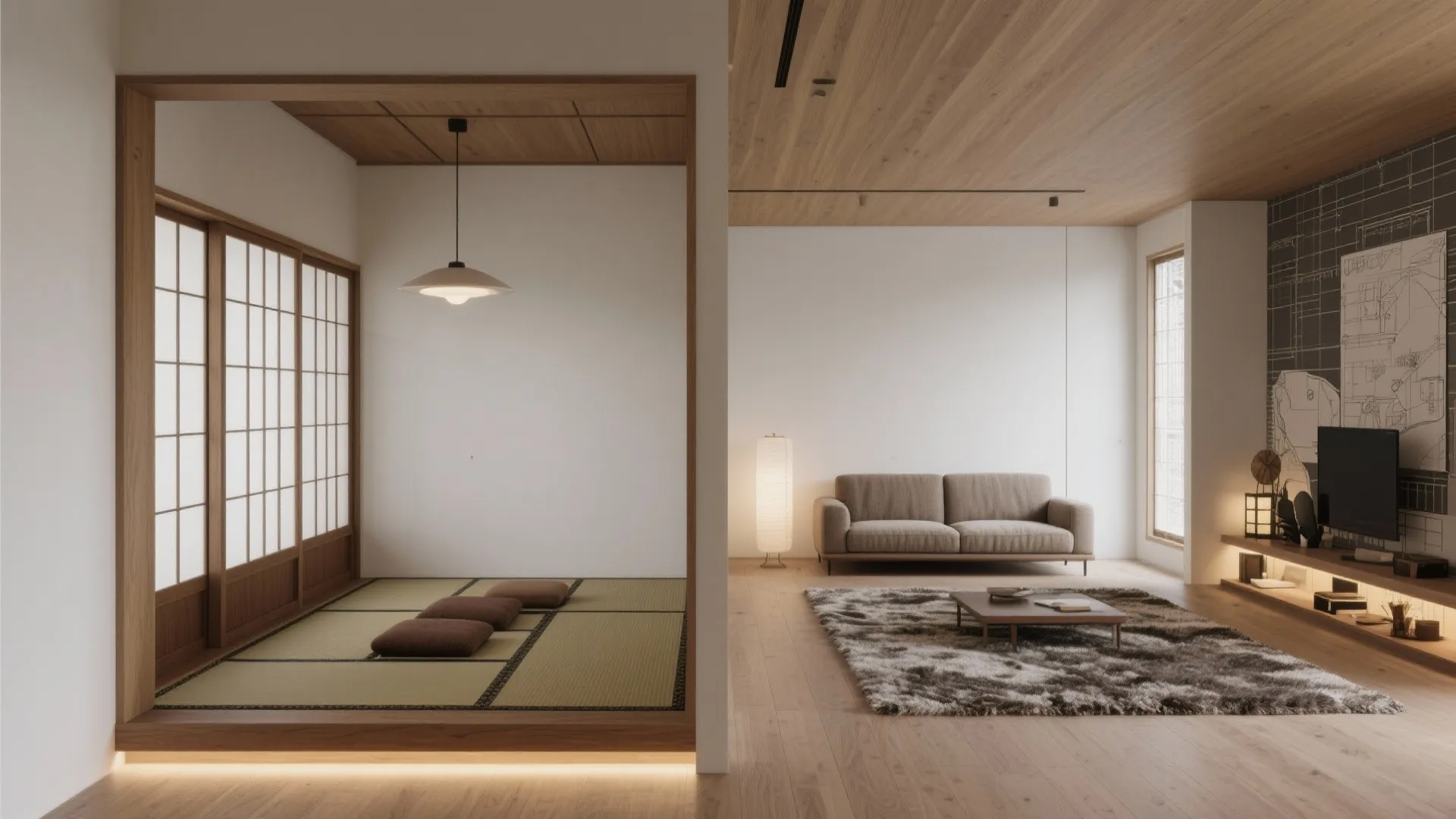 Tips 2: 和室を“静”に、リビングを“動”に｜日式風格の芯を通す