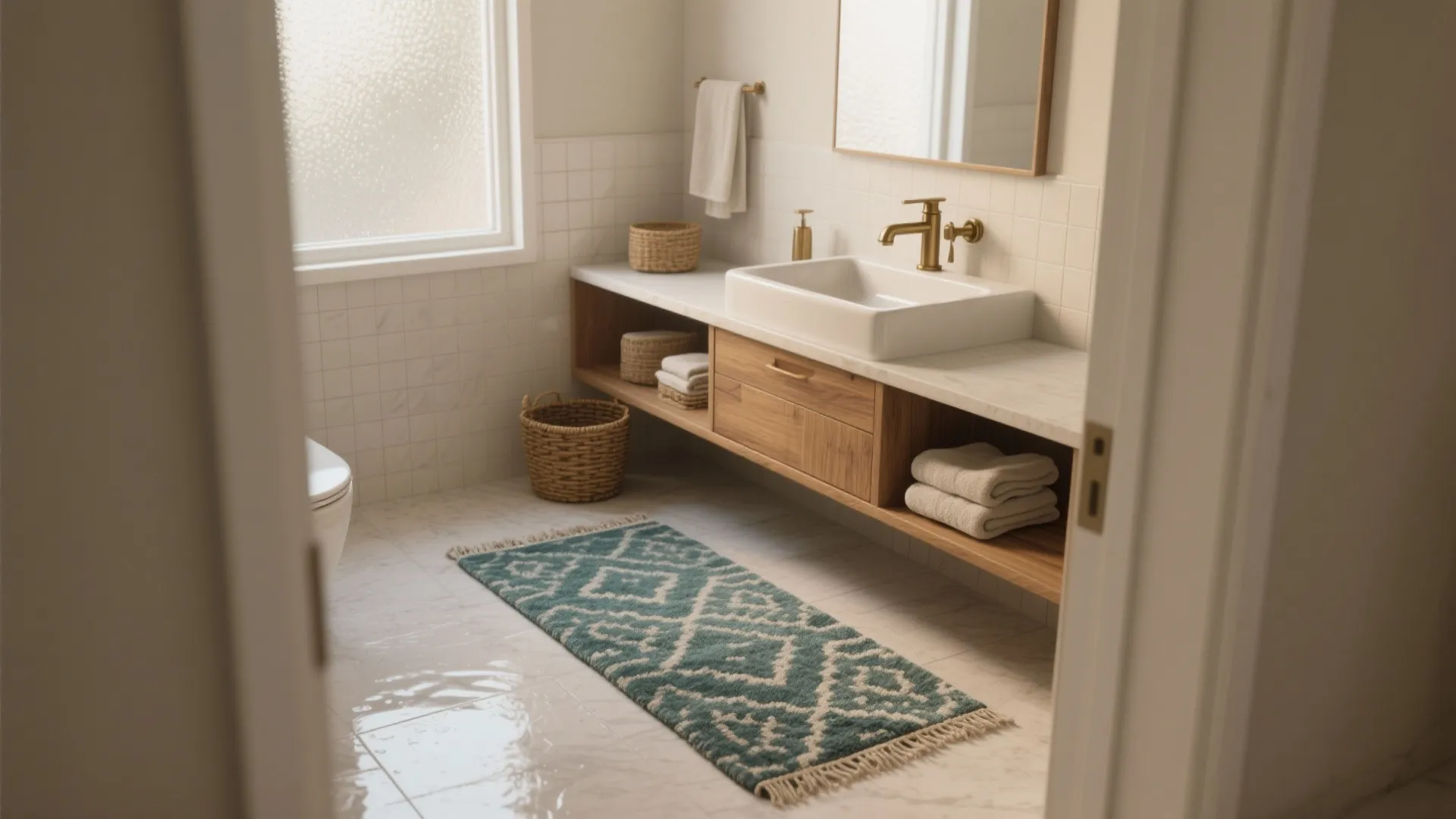 3 x 5 Bathroom Rugs: 5 Small-Space Design Ideas: How to make a 3 x 5 bathroom rug the hero of your small bath—practical tips from a decade of design work