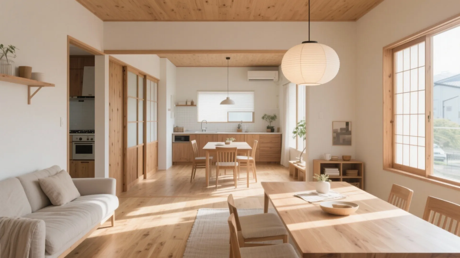 家族の動線を一本化するLDK計画（動線规划×日式风格）