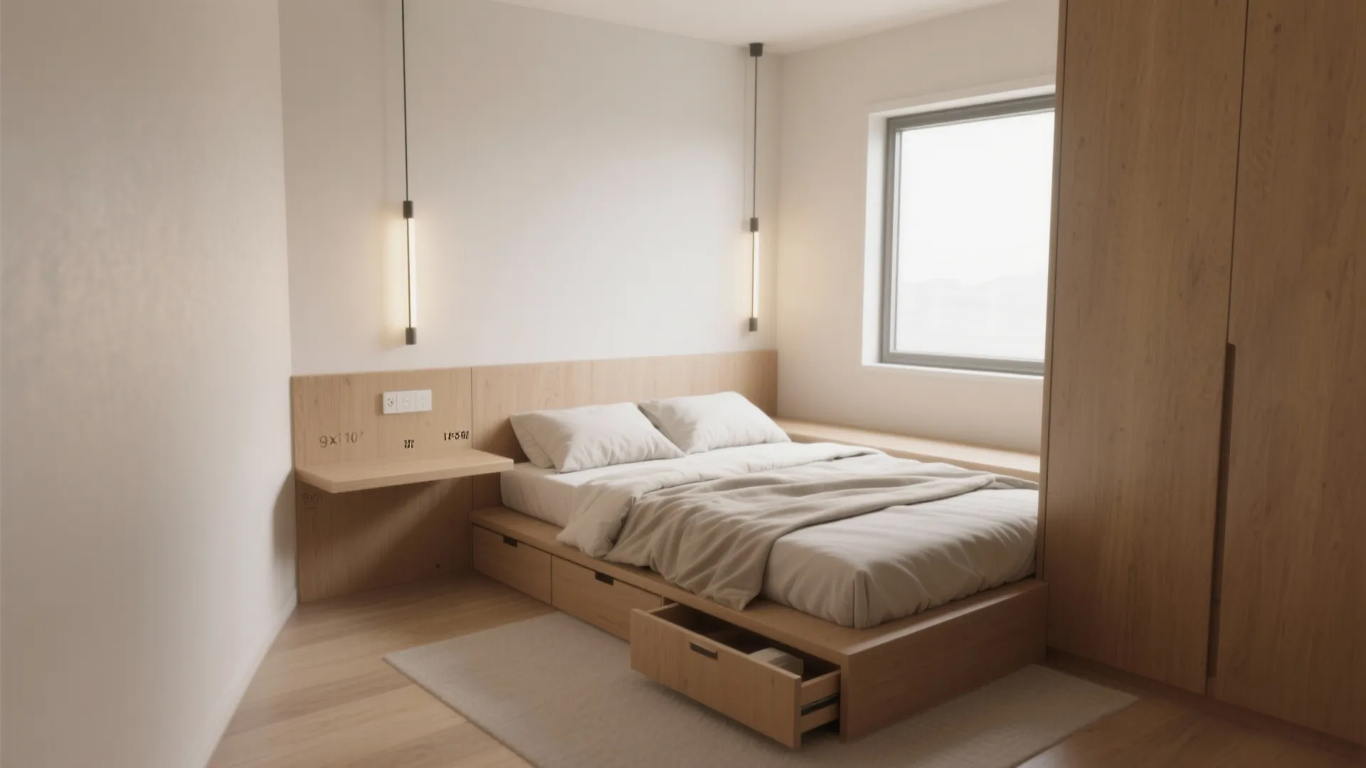 1. Embrace a 9 x 10 ft layout with a platform bed