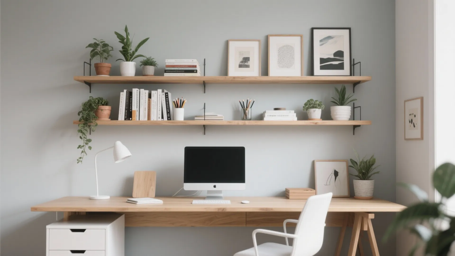 1. Above-the-Desk Shelving