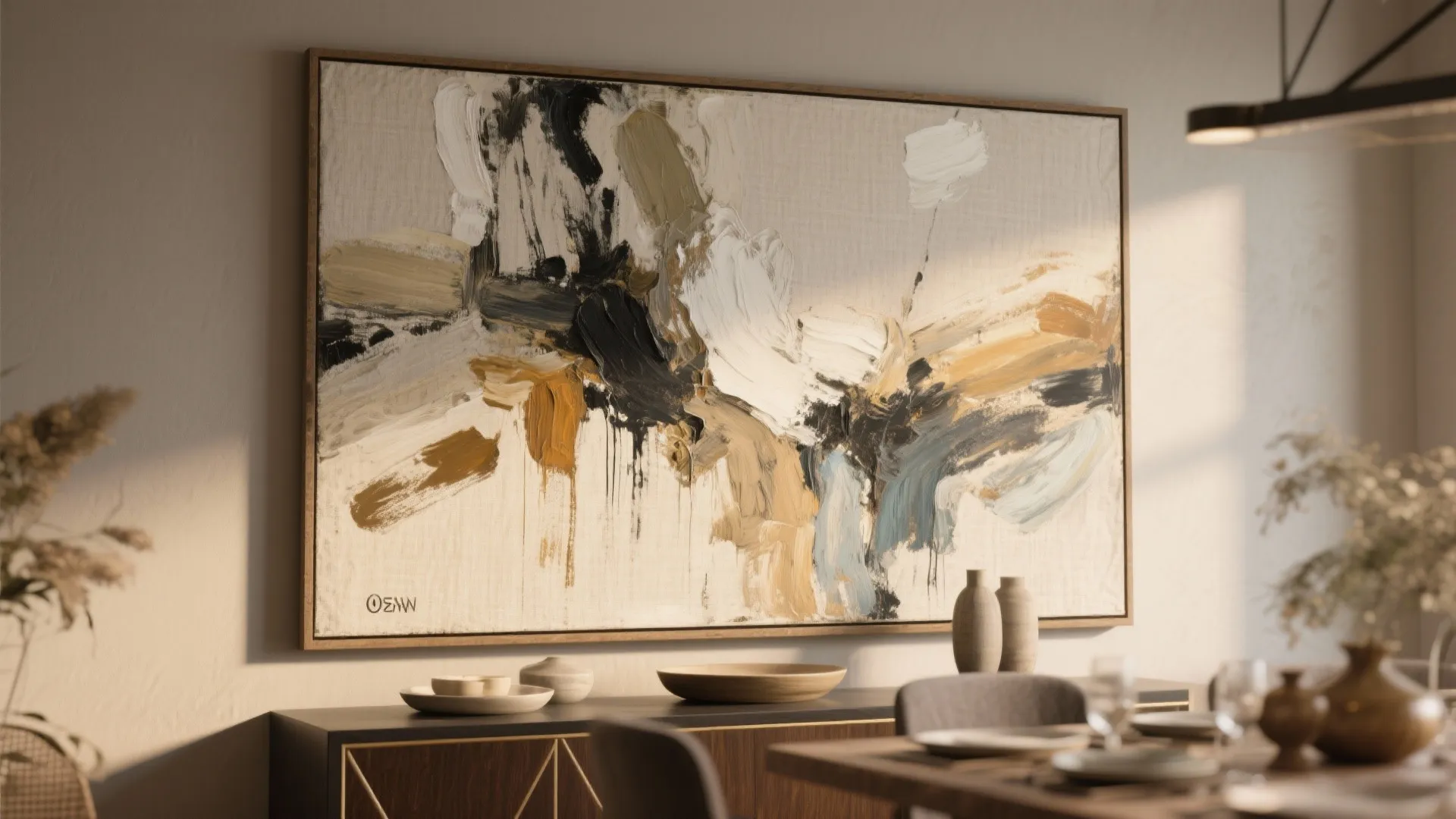 1. Single oversized abstract canvas