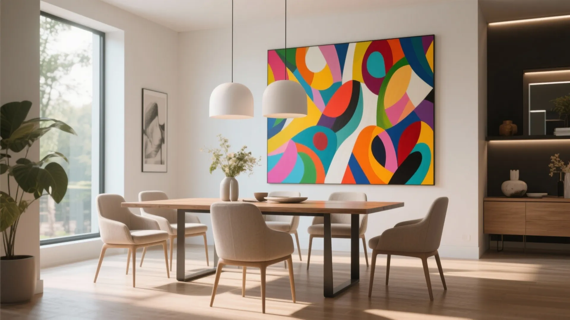 5. Abstract Art with Pops of Color