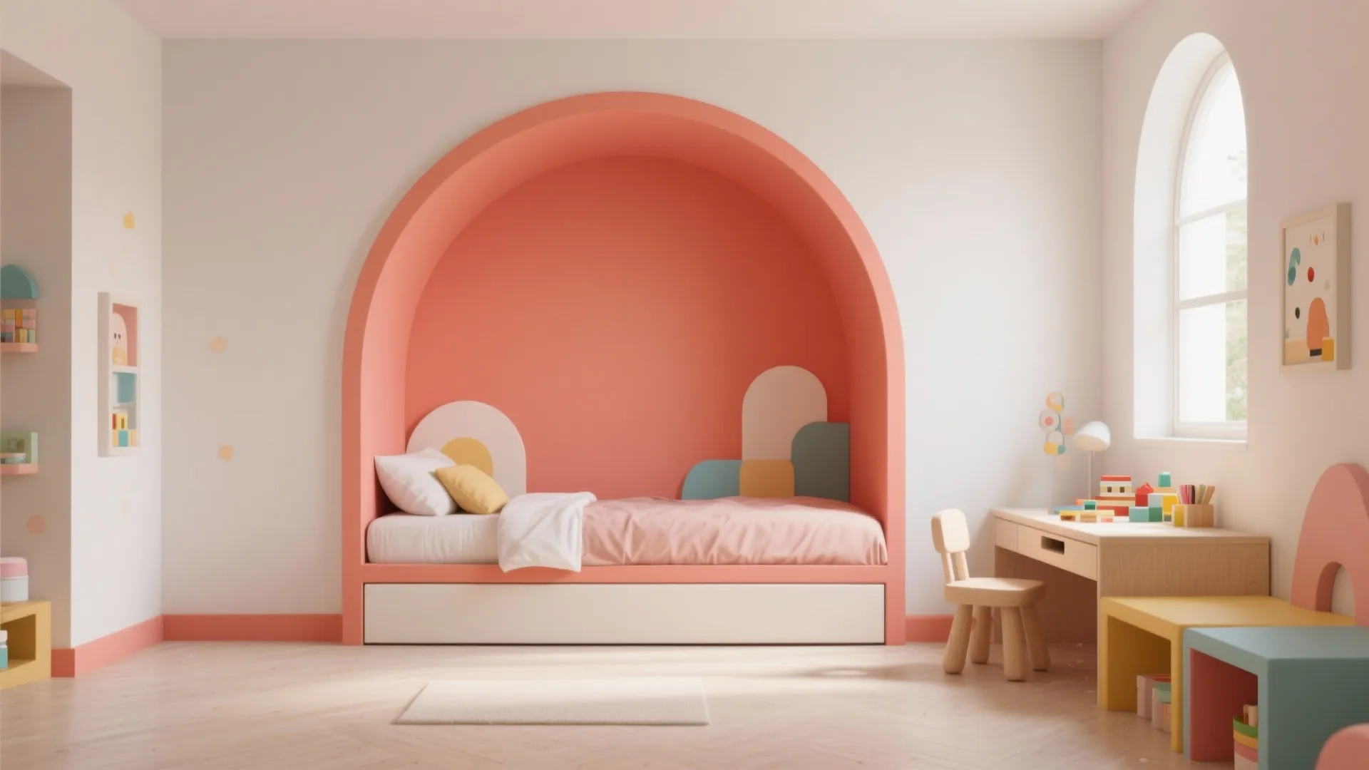 3) The One-Wall Wonder: Bold Accent with Shapes or Arches