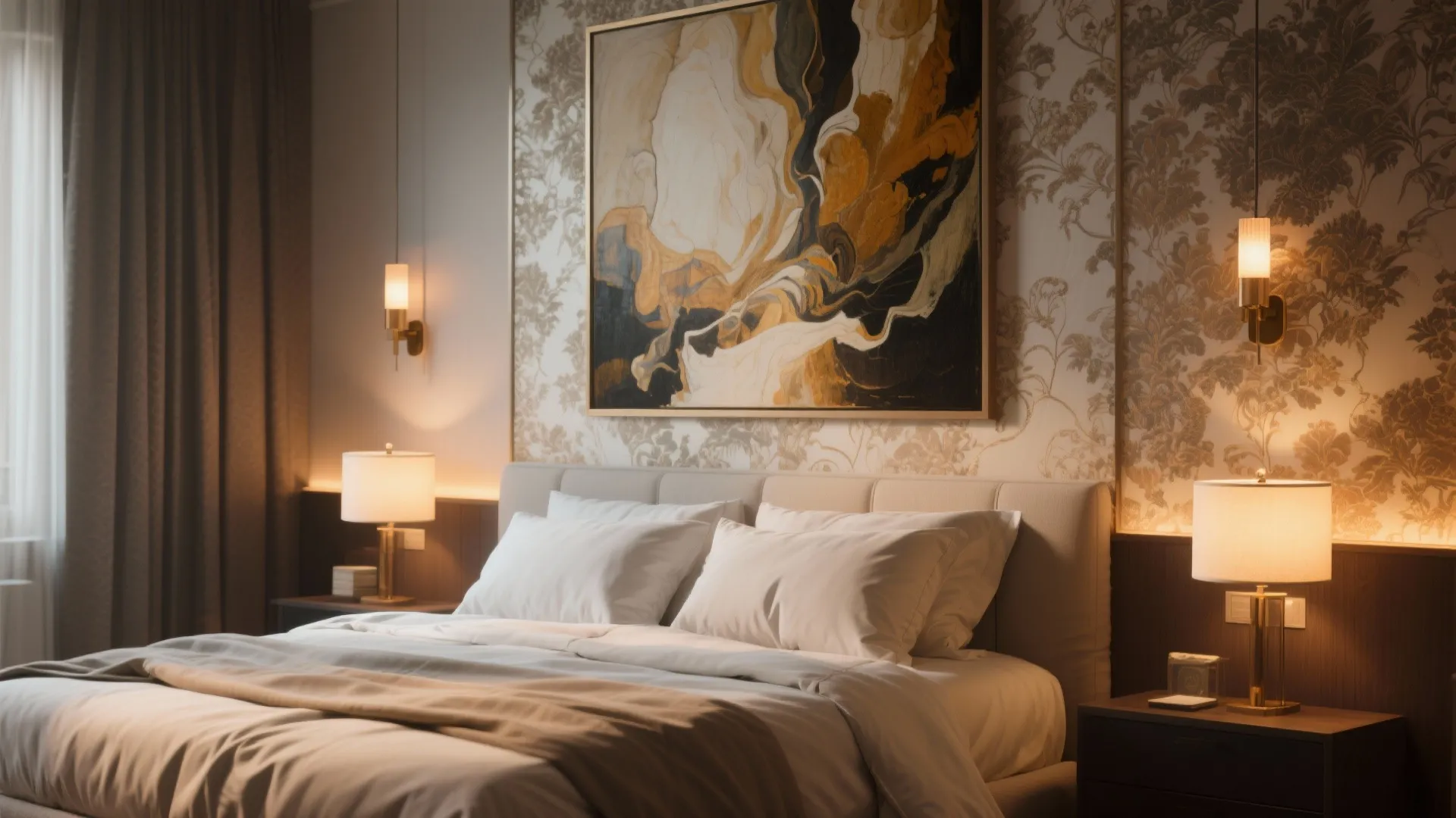 5. Accent Wall Art and Strategic Lighting