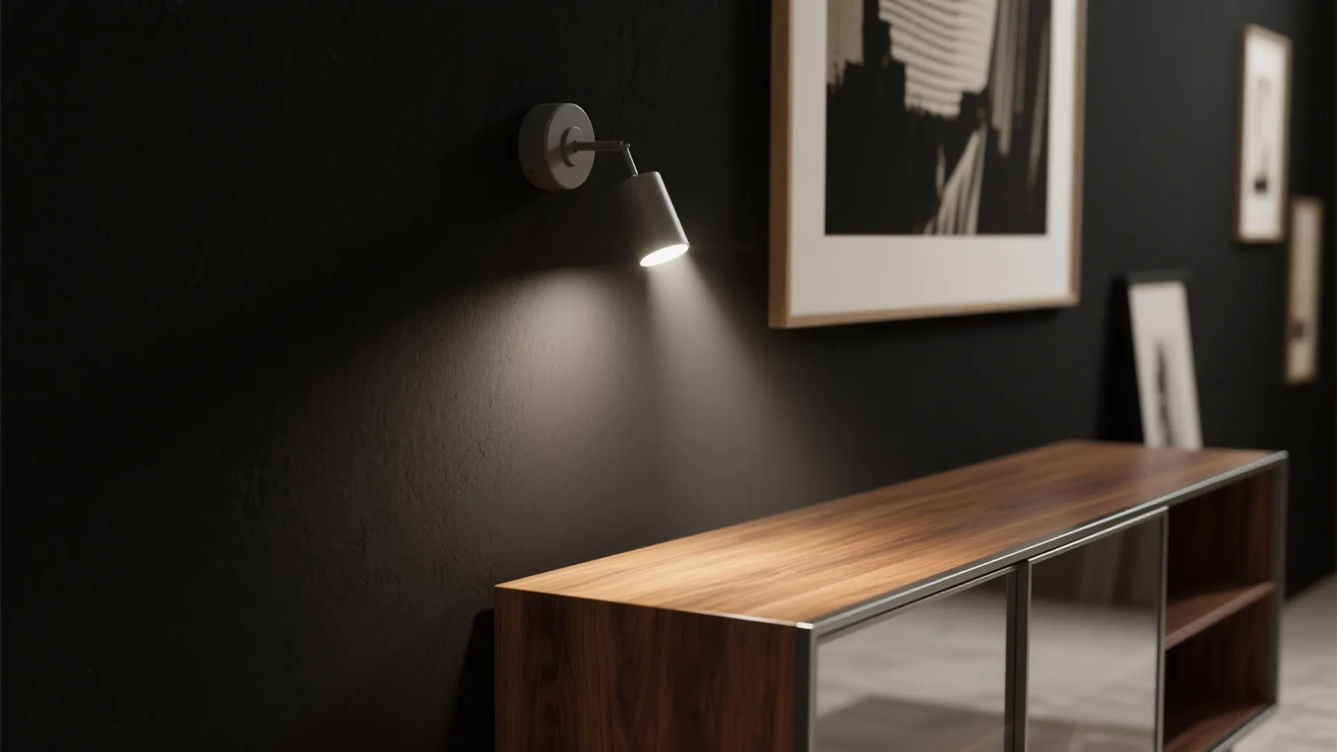 3. Accent lighting to highlight art and materials