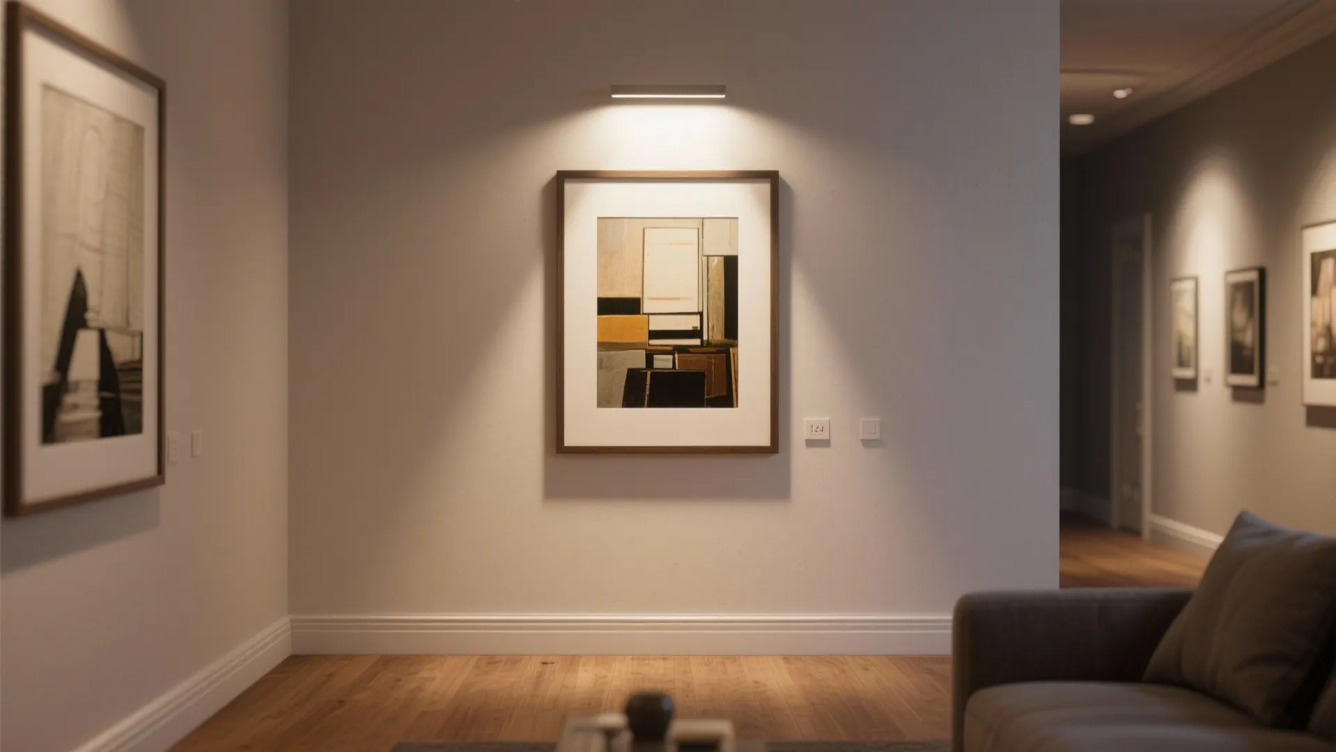 2. Accent lighting for artwork: 12–24 inches