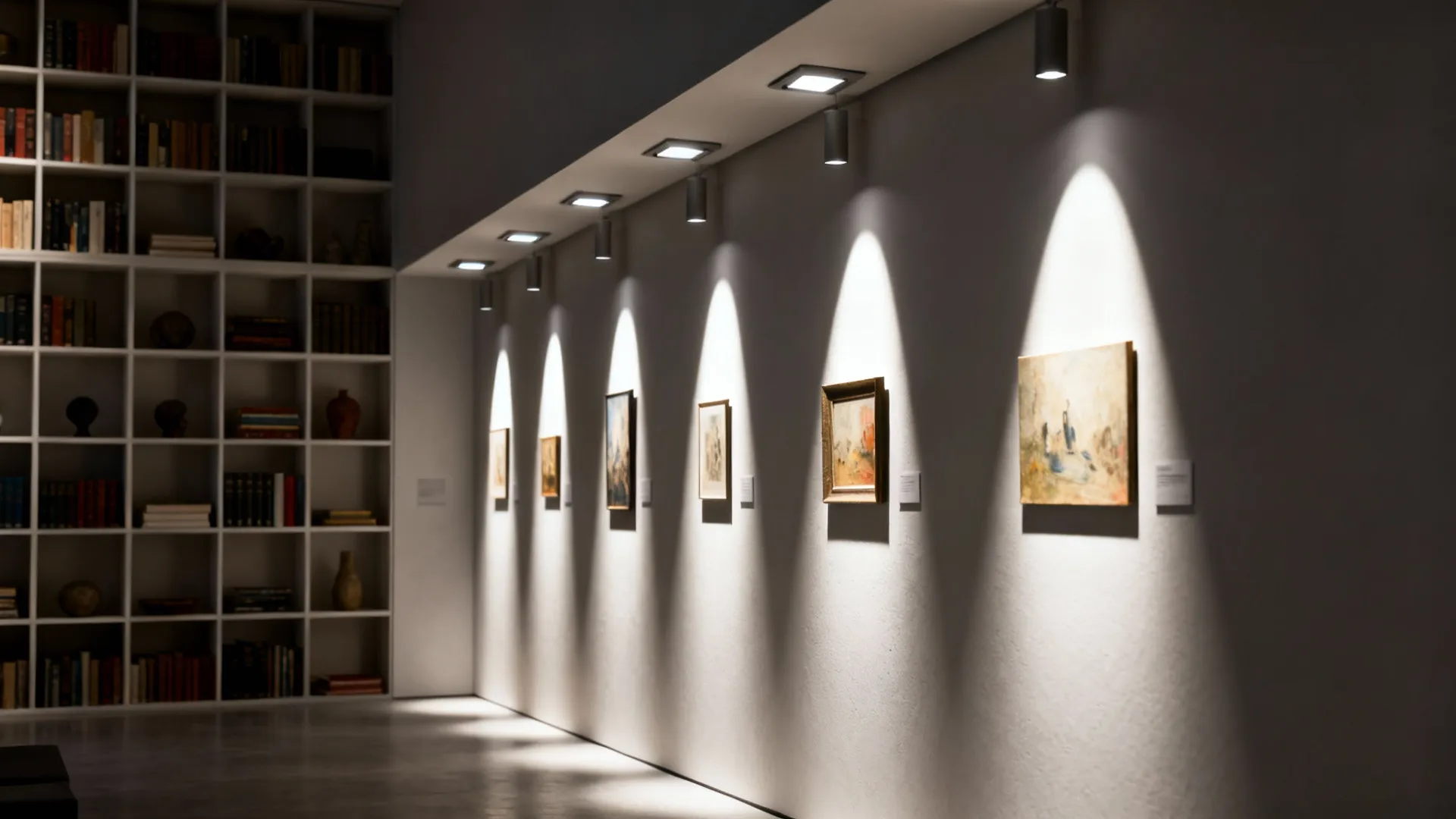 3. Accent lighting for artwork and shelves